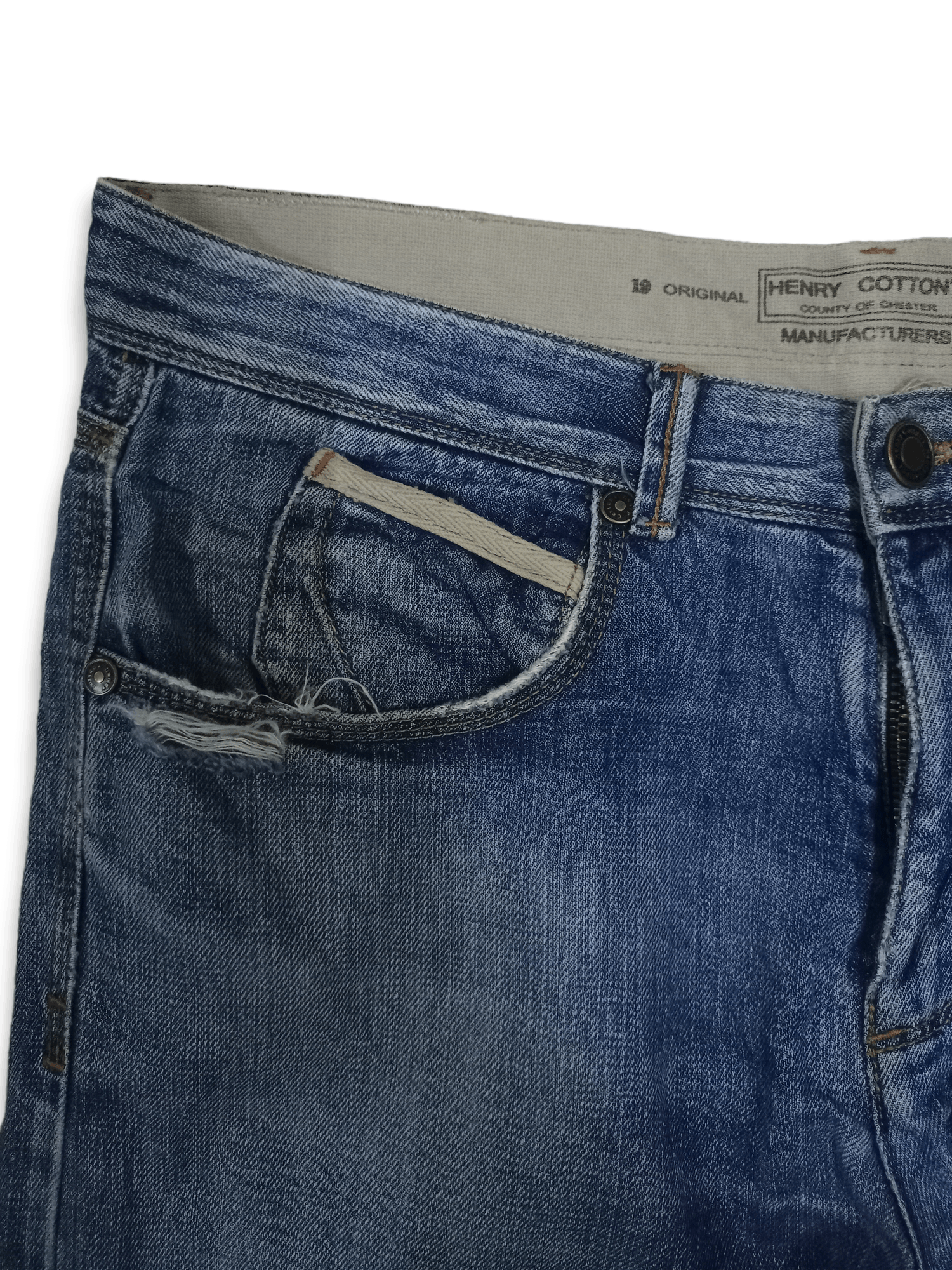 Designer × Henry Cotton's Vintage Henry Cottons Blue Wash Distressed Jeans 32x30 Size US 32 / EU 48 - 4 Thumbnail