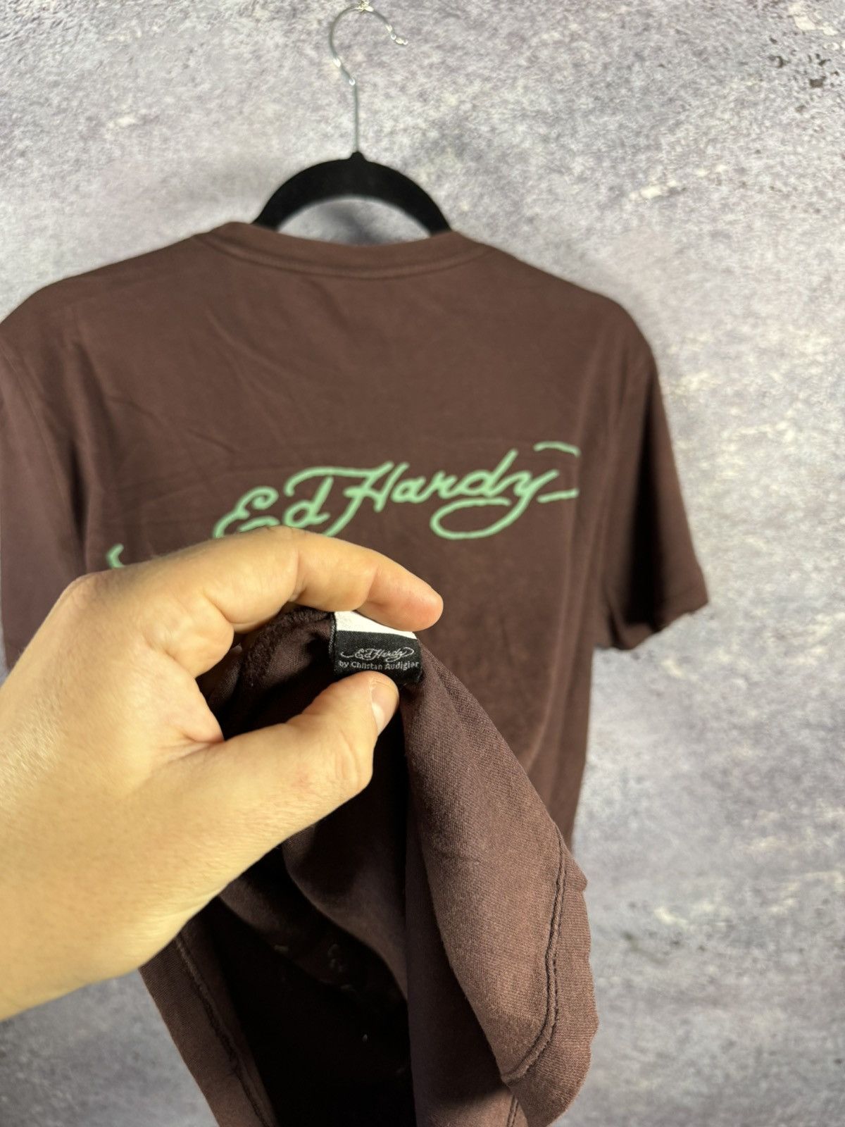 Designer × Ed Hardy Don Ed Hardy Brown Bulldog Graphics Printer Logo T Shirt M Size US M / EU 48-50 / 2 - 13 Thumbnail