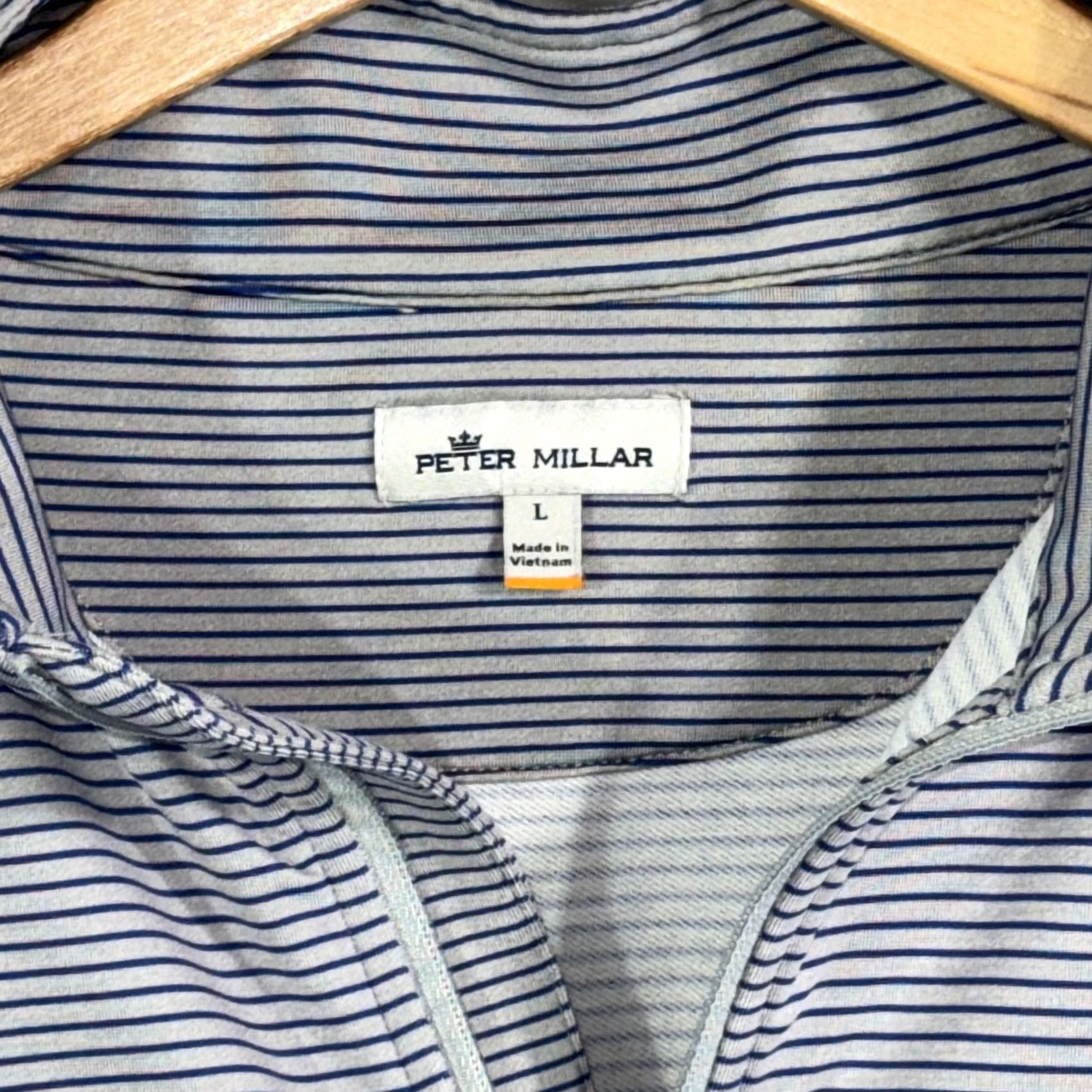 Peter Millar Peter Millar Quarter Zip Pullover Mens Large Gray Stripe Performance Golf Shirt Size US L / EU 52-54 / 3 - 4 Thumbnail
