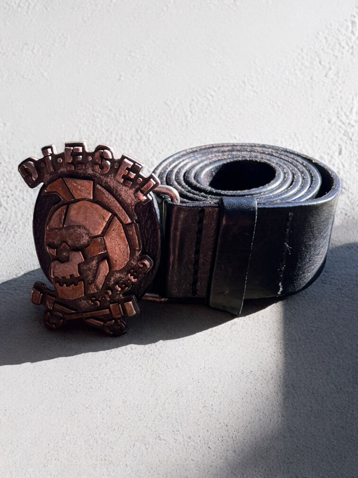 Diesel × Vintage DIESEL MOTOR SKULL METAL BELT VINTAGE LEATHER AVANT GARDE Size ONE SIZE - 1 Thumbnail