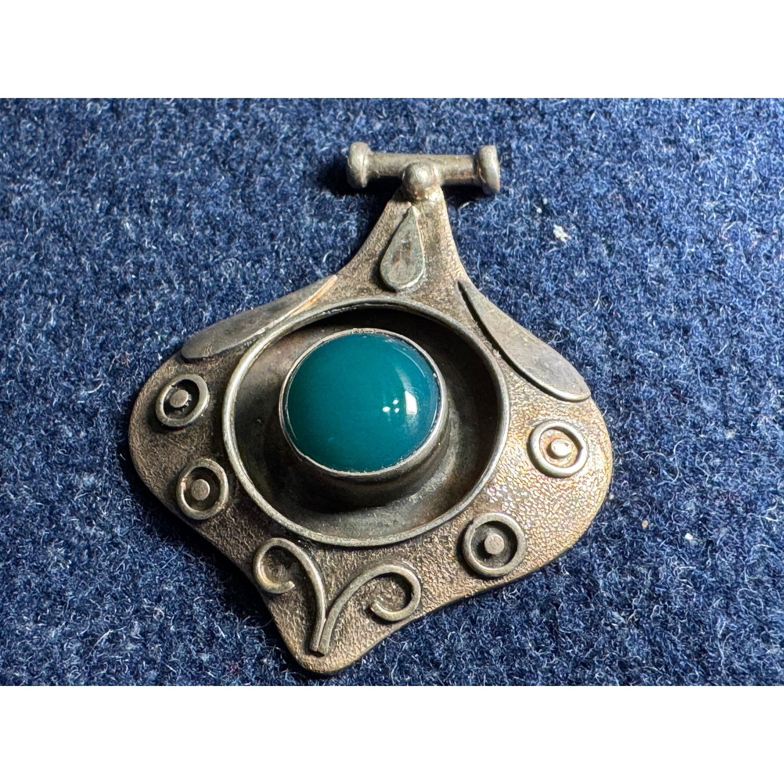 Other 925 Silver Vintage Art Nouveau Jade Cabachon Pendant 19g Size ONE SIZE - 2 Thumbnail