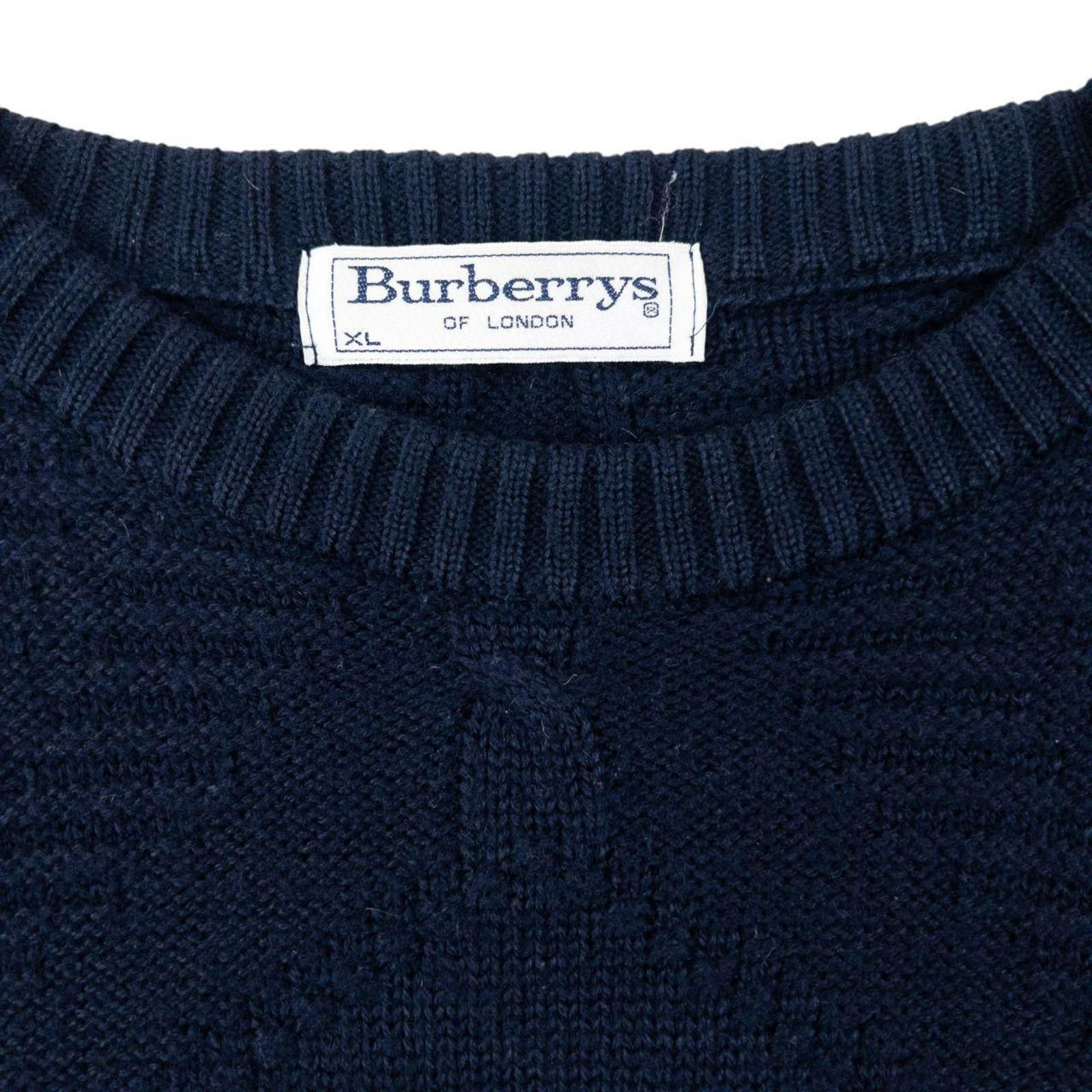 Burberry Vintage 90s Burberry Embroidered Wool Cable Knit Jumper XL Size US XL / EU 56 / 4 - 4 Thumbnail
