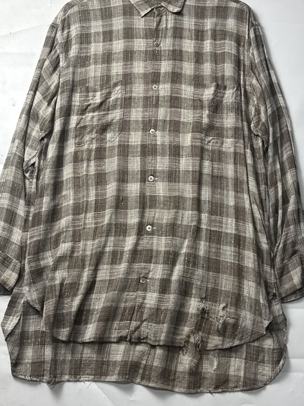 Y's for Men × Yohji Yamamoto Yohji Yamamoto Plaid Rayon Shirt Ysforman Distressed Size US XL / EU 56 / 4 - 3 Thumbnail