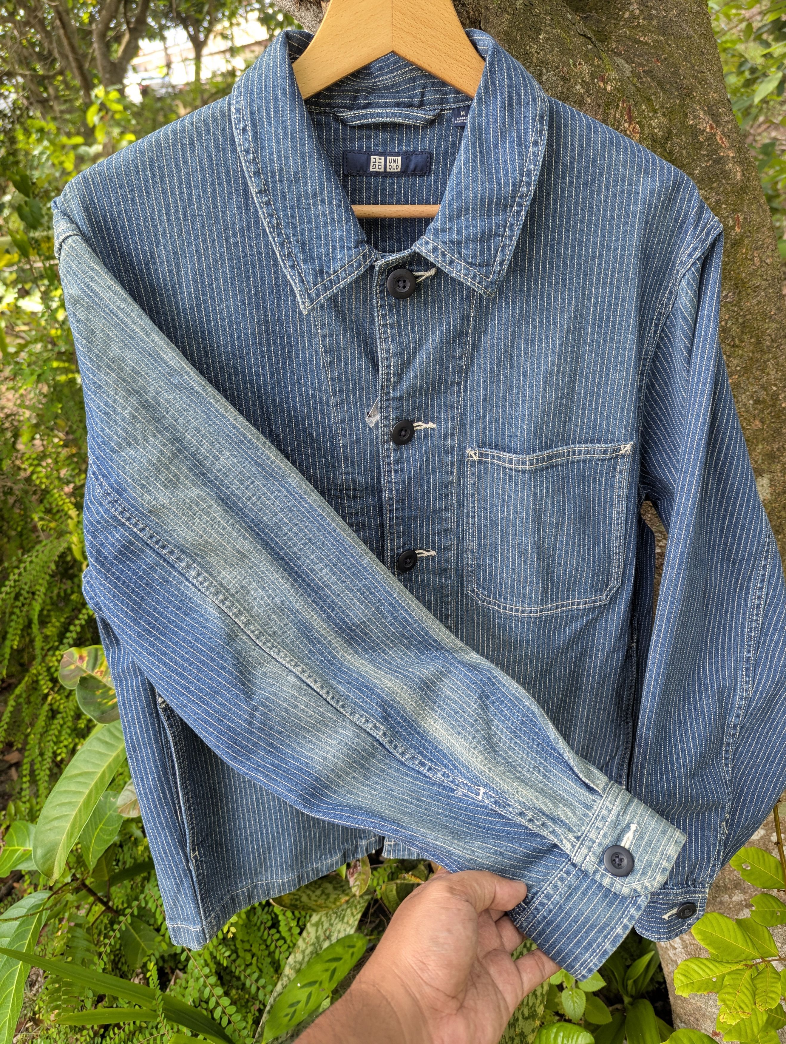 Uniqlo Faded Wabash Jacket Indigo Hickory Stripe Japan Size US M / EU 48-50 / 2 - 6 Thumbnail