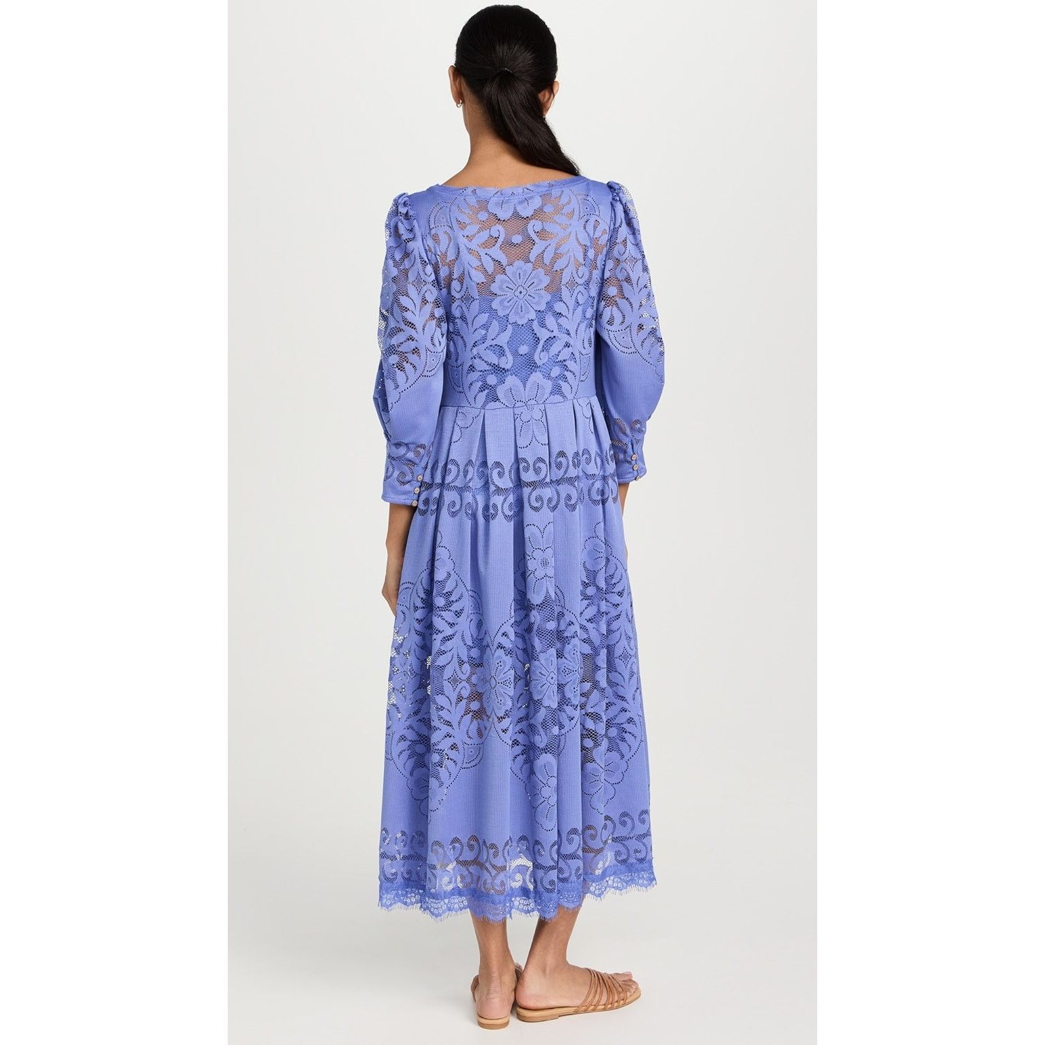 Free People New FREE PEOPLE Shadow Dance Midi Dress $198 X-SMALL Blue Size XS / US 0-2 / IT 36-38 - 3 Thumbnail