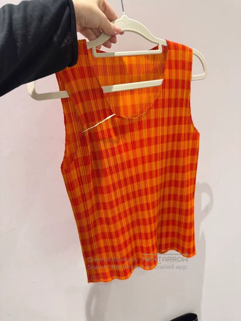 Issey Miyake Issey Miyake Orange Plaid Camisole Size L / US 10 / IT 46 - 7 Thumbnail