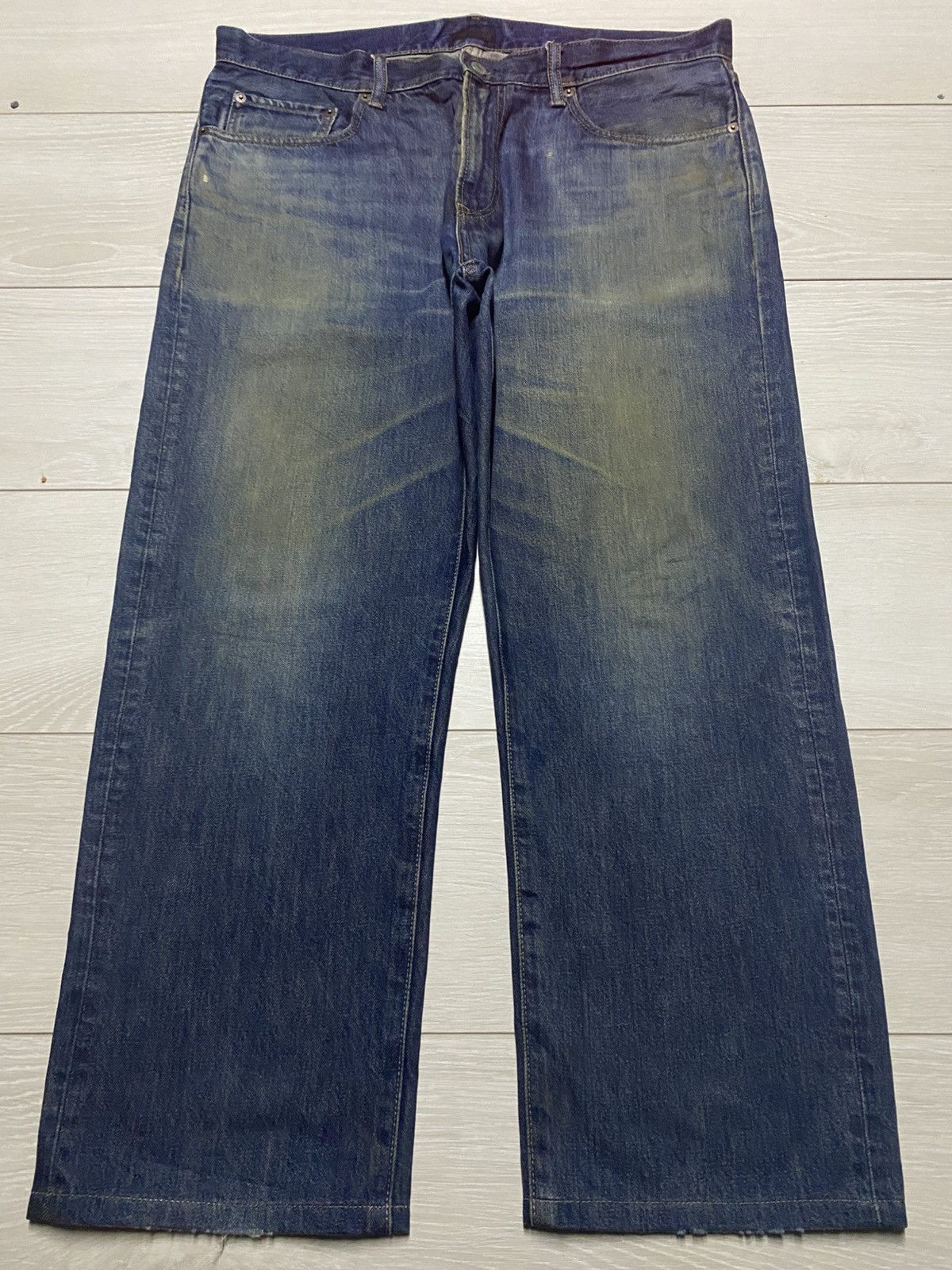 Undercover × Uniqlo Vintage Japanese Uniqlo Mud Wash Distressed Baggy Jeans Size US 37 - 1 Thumbnail