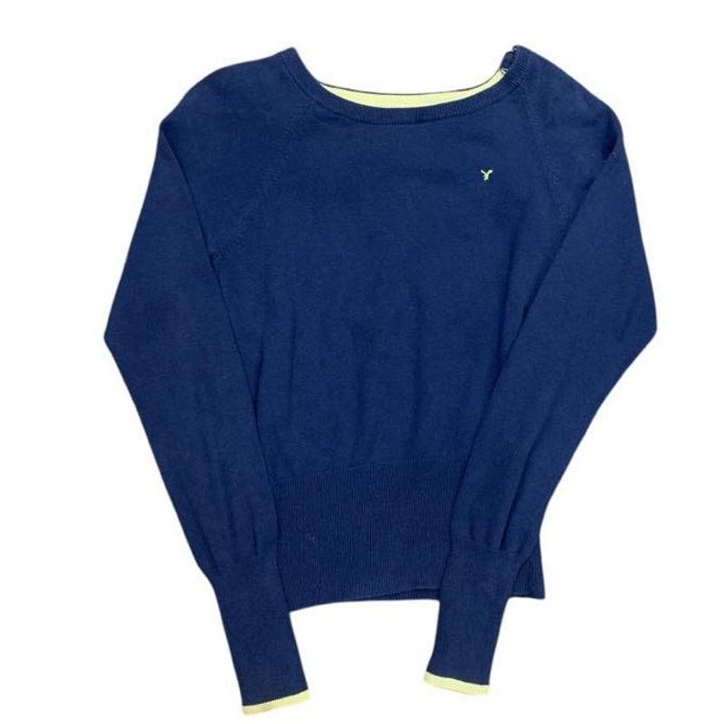 American Eagle Outfitters Vintage American Eagle Women's Knit Sweater Blue Preppy LG Size L / US 10 / IT 46 - 3 Thumbnail