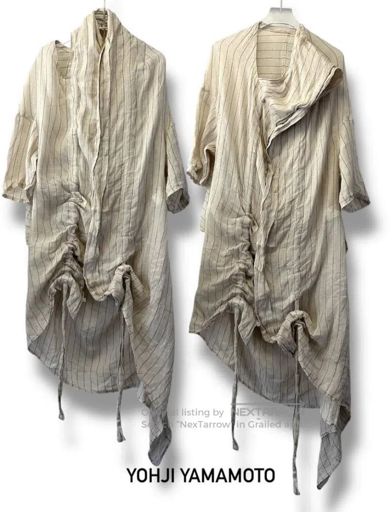 Yohji Yamamoto Yohji Yamamoto size 3 04SS Show Hemp Stripe Drawstring Roll Size L / US 10 / IT 46 - 2 Thumbnail