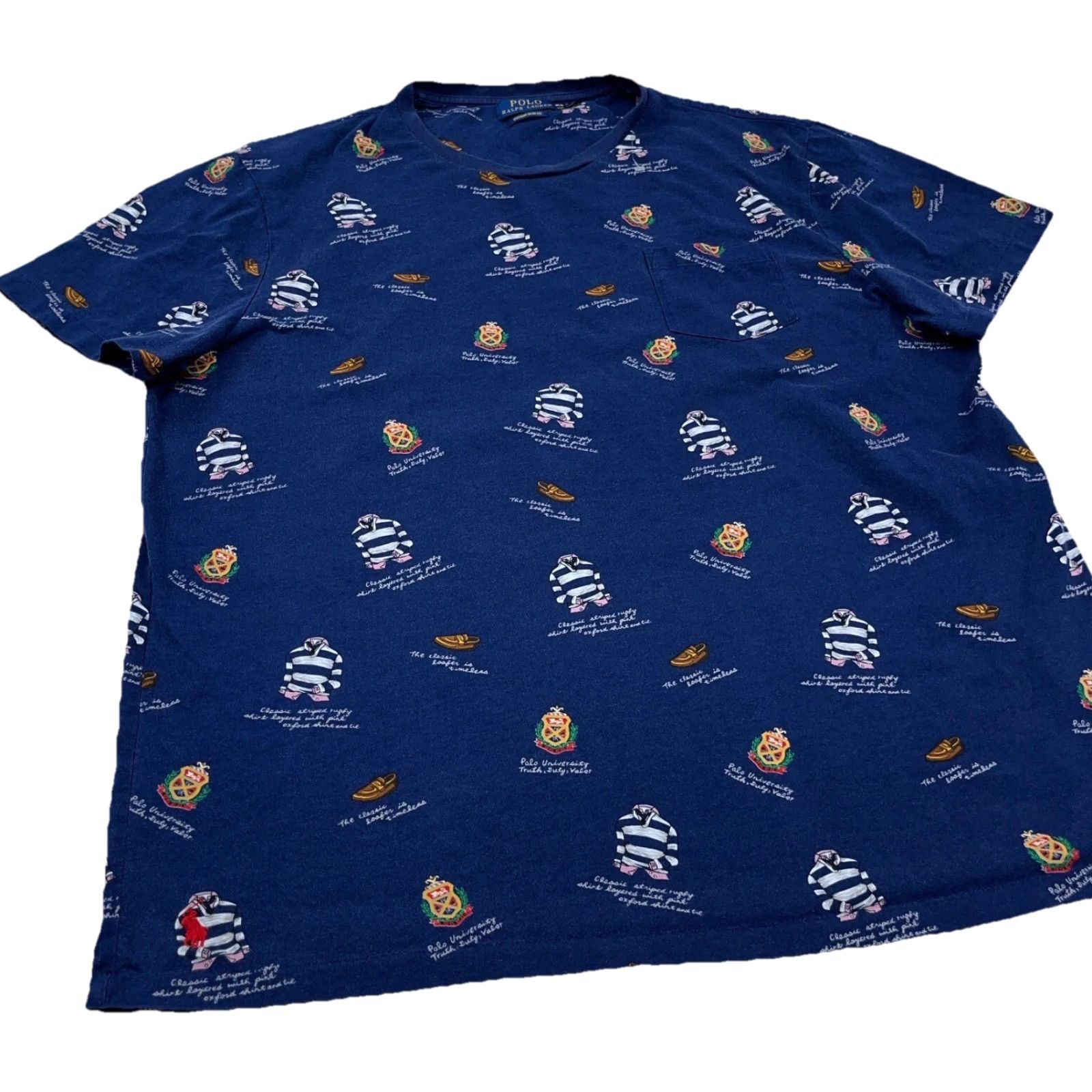 Polo Ralph Lauren Polo Ralph Lauren Shirt Men 2XL Blue Slim Fit Crew Neck Short Sleeve Logo Crest Geometric Jersey Cotton T-Shirt All Over Size US XXL / EU 58 / 5 - 4 Thumbnail