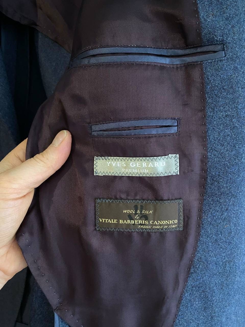 Vitale Barberis Canonico Yves Gerard x Vitale Barberis Wool/Silk Blue Blazer, Size 56 Size 54R - 17 Thumbnail