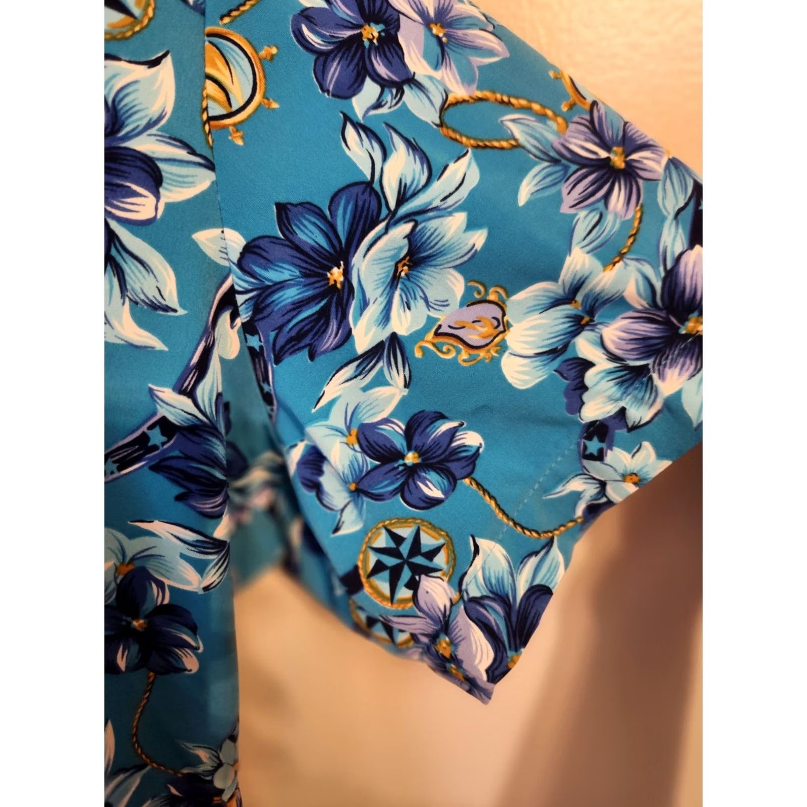 Vintage VINTAGE Koret 90s Blue Floral Short Sleeve Button Up Shirt Top 16W Size XXL / US 16-18 / IT 52-54 - 3 Thumbnail