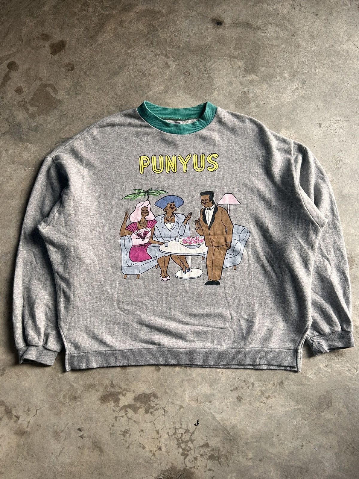 Japanese Brand Punyus sweatshirt Grey Fronthit Size US L / EU 52-54 / 3 - 2 Thumbnail