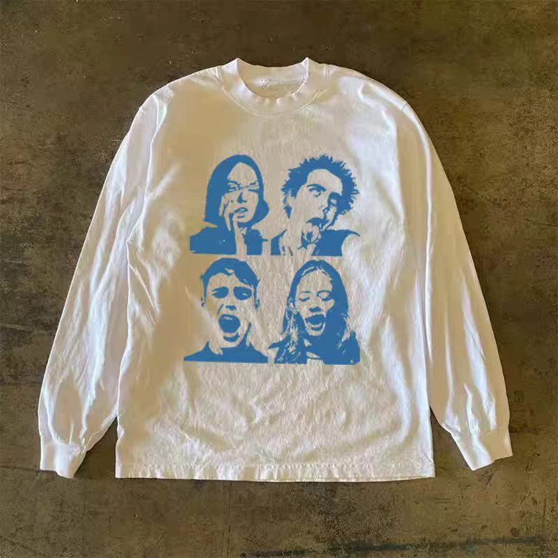 Vintage White Vintage Hip-Hop Long-Sleeve T-Shirt with Face Print Size US M / EU 48-50 / 2 - 1 Thumbnail