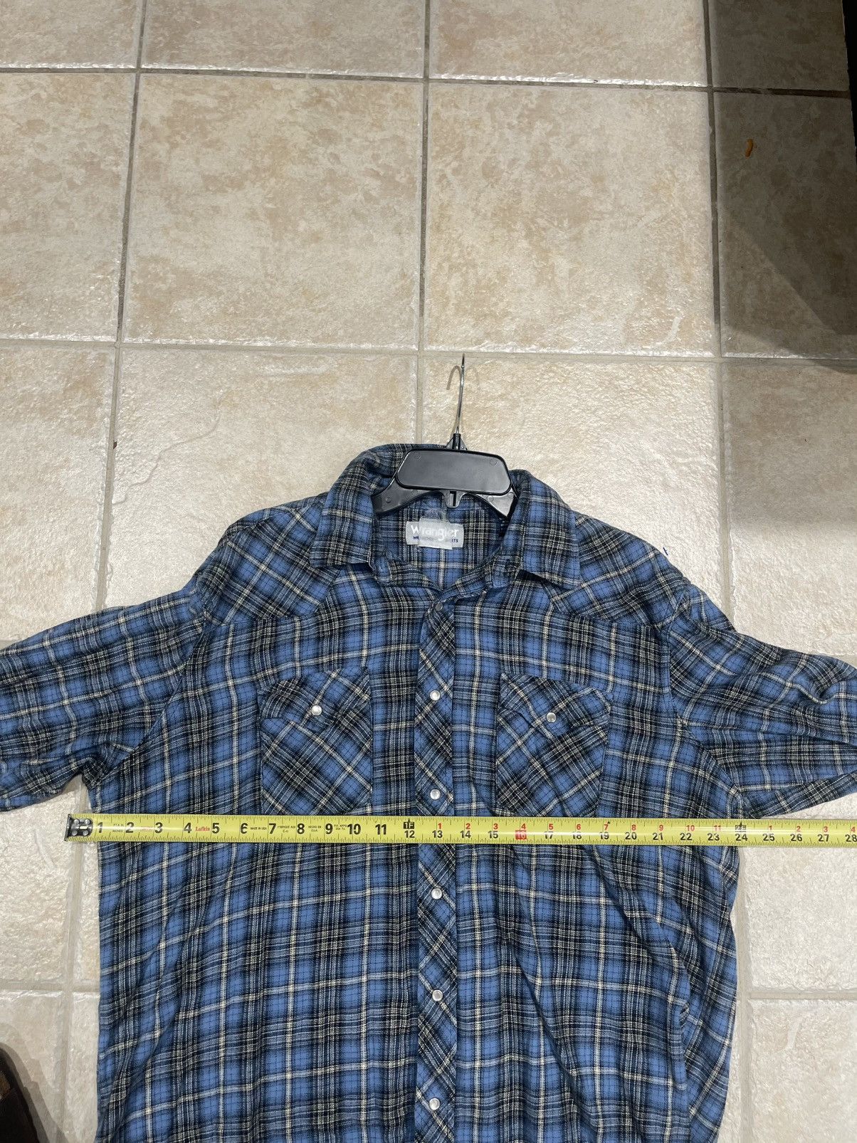 Wrangler Wrangler Wrancher Western Shirt Mens Blue Plaid Flannel Size US XL / EU 56 / 4 - 7 Thumbnail