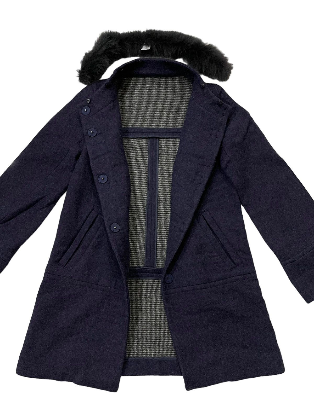 Japanese Brand Gabardine K.T Faux Wool Fox Fur Bondage Punk Jacket Size US S / EU 44-46 / 1 - 8 Thumbnail