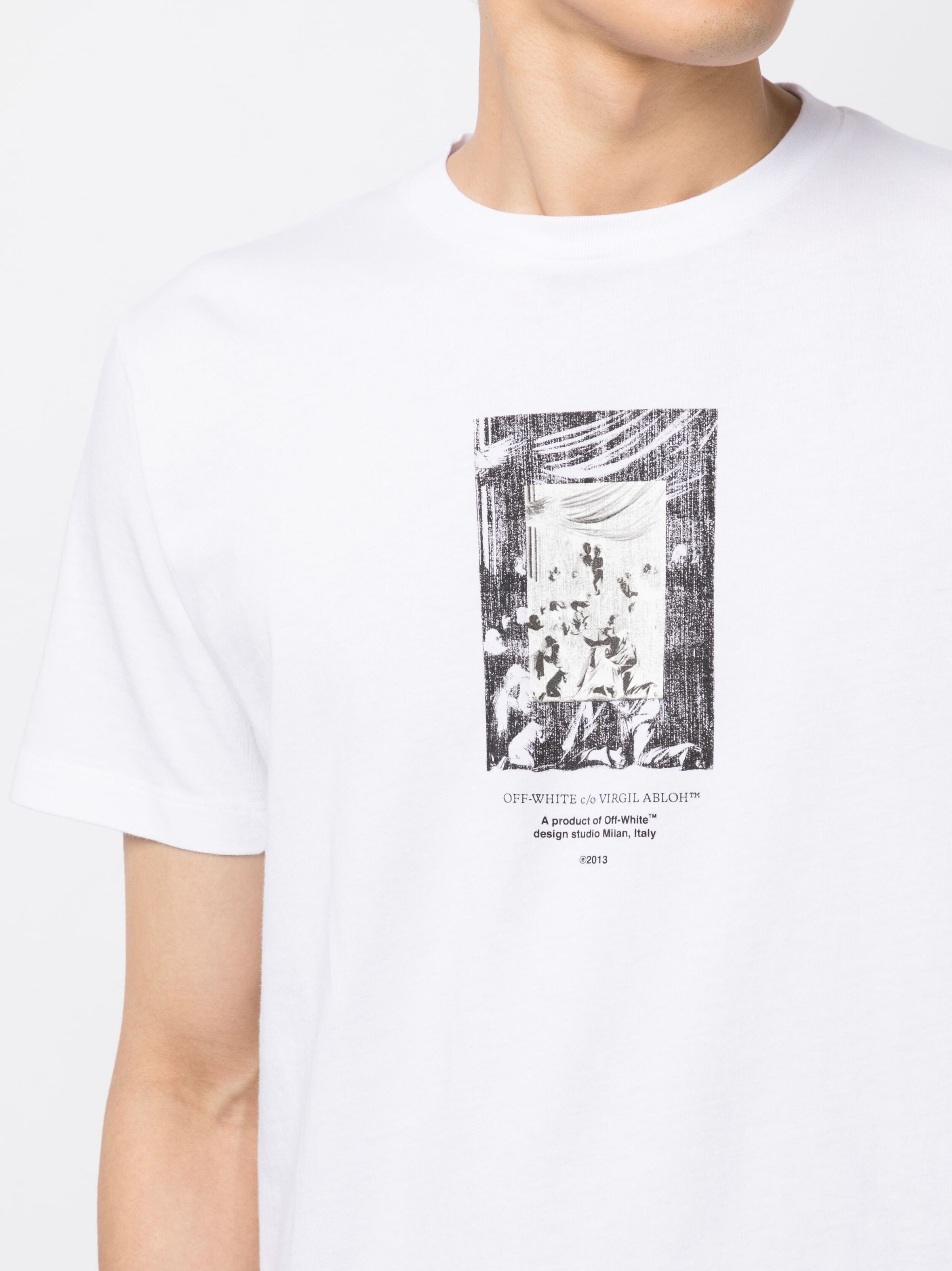 Off-White o1gr1nt1124 Paint Mirror Slim S/S T-Shirt in White Size US S / EU 44-46 / 1 - 5 Thumbnail