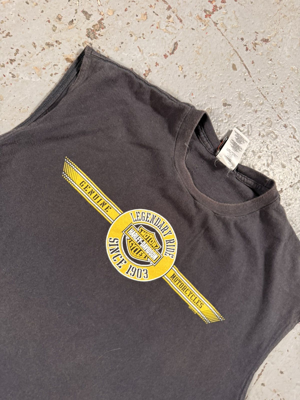 Harley Davidson Vintage Harley Davidson Yellow Pinstripe Cutoff Tank Top Size US L / EU 52-54 / 3 - 4 Thumbnail