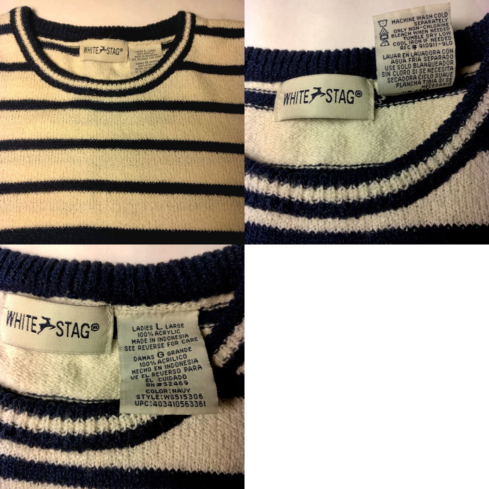 Vintage VINTAGE White Stag Sweater Vest Vest Women L Blue White Striped Crew Neck Knit Academia Nautical Preppy 90s? (If 90s known) Mens/Womens? Size L / US 10 / IT 46 - 8 Thumbnail