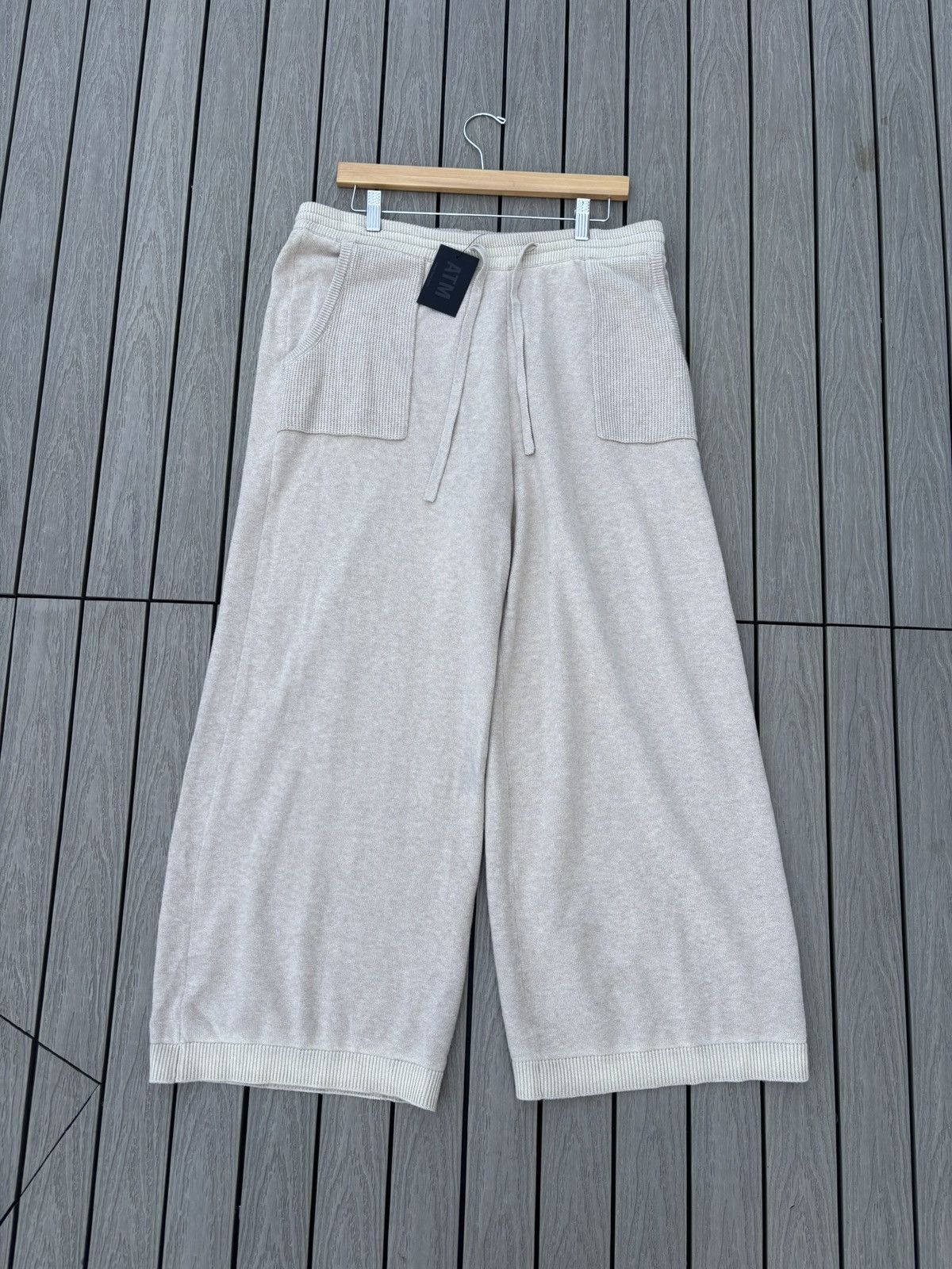 ATM Anthony Thomas Melillo ATM Cashmere Wide Leg Knit Pants XL Soft Fawn NWT Size 32" / US 10 / IT 46 - 1 Thumbnail