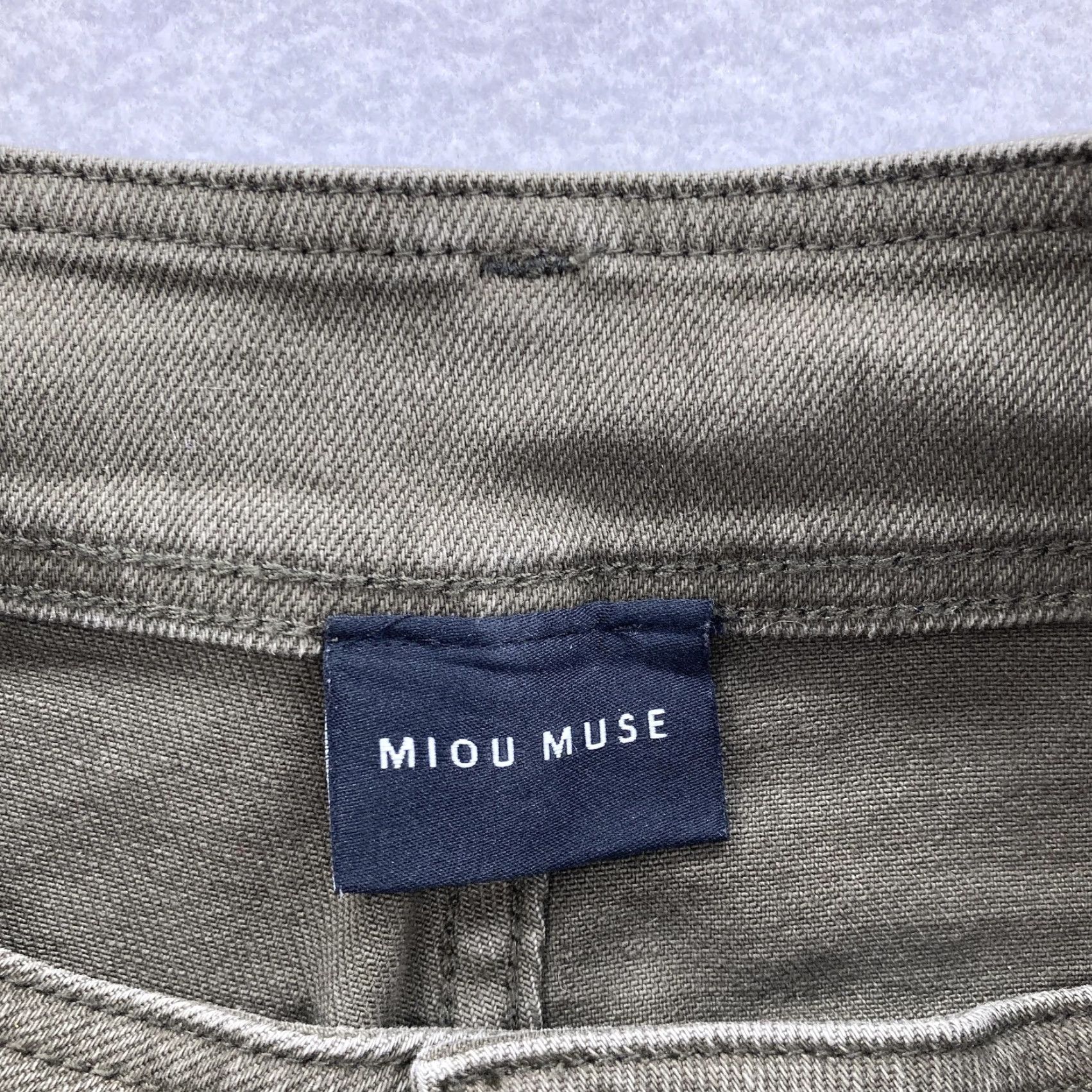 Olive Miou Muse Jeans Womens Medium Olive Green High Rise Wide Leg Cropped Raw Hem Size 32" / US 10 / IT 46 - 4 Thumbnail