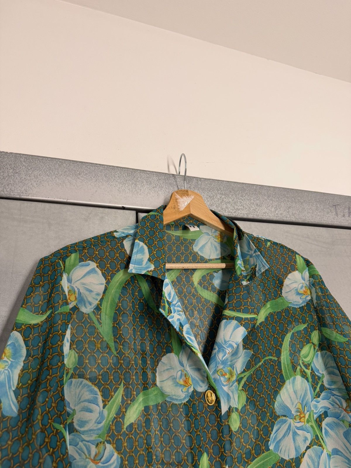 Christian Dior Monsieur Christian Dior Floral Overprinted Transparent Shirt Size L / US 10 / IT 46 - 2 Thumbnail