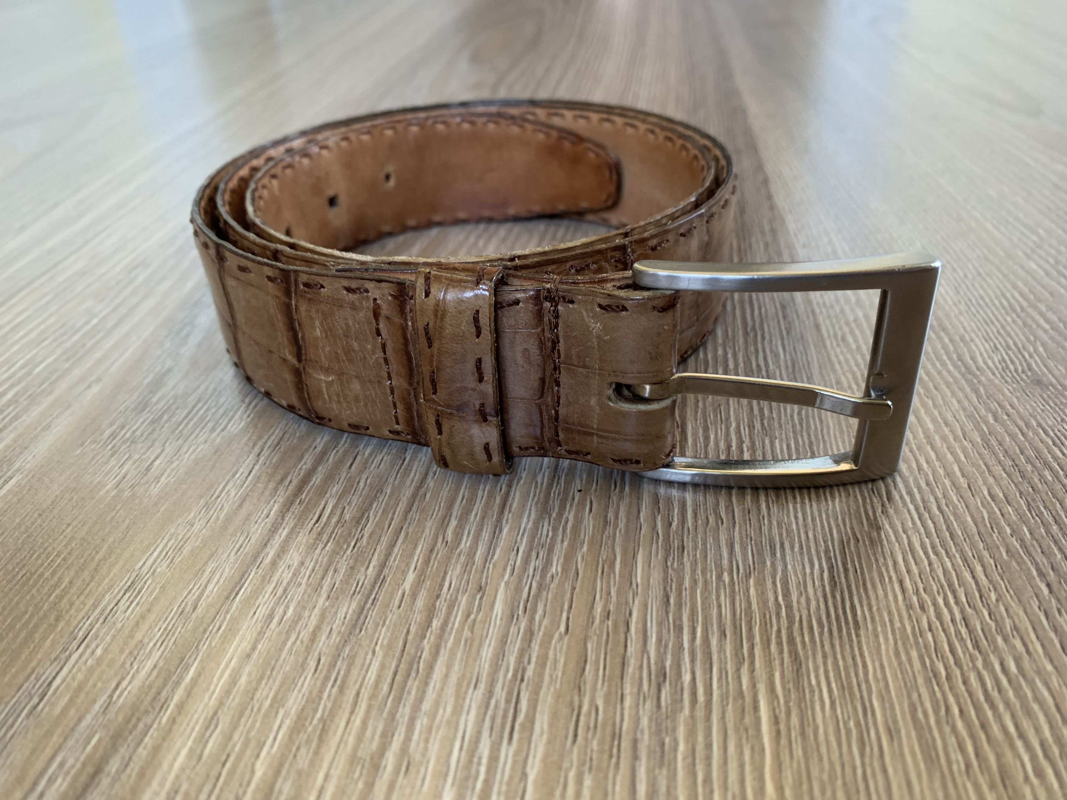 Ermenegildo Zegna Vintage Ermenegildo Zegna Real Crocodile Leather Belt Size 32 - 3 Thumbnail