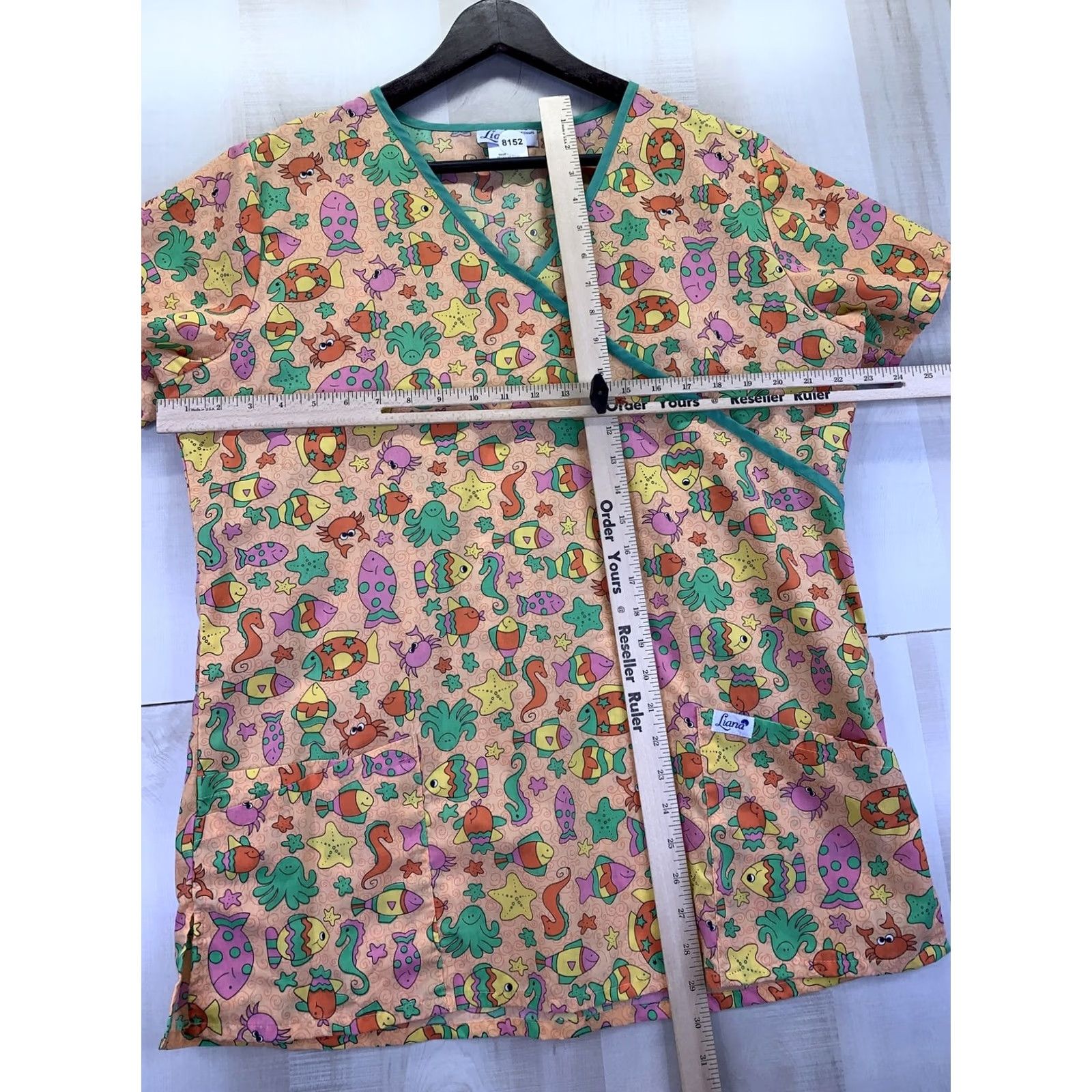 Vintage Liana Top 1X Uniforms Womens Tropical Fish Print Neck Scrub Plus Size Size XL / US 12-14 / IT 48-50 - 4 Thumbnail