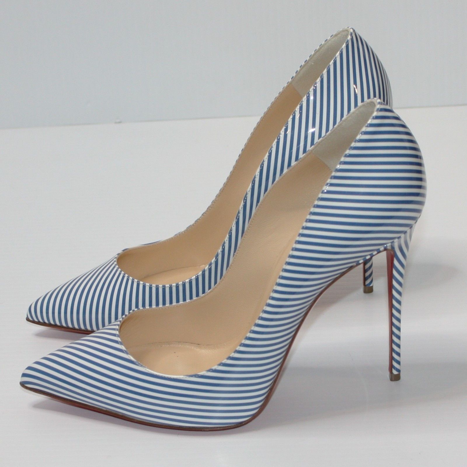 Christian Louboutin Pigalle Follies 100 Stripe Jean Pump Shoes in EU 41 / US 11 Size US 11 / IT 41 - 4 Thumbnail