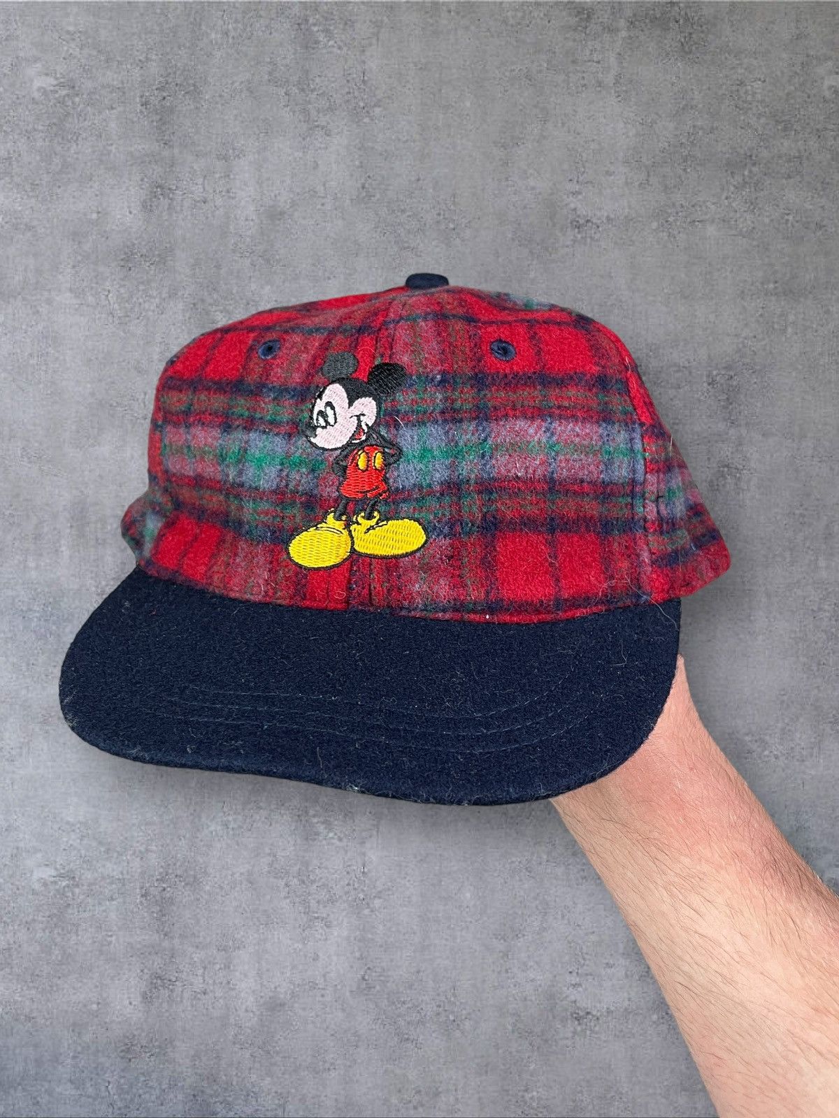 Disney Vintage 90s Mickey Mouse Wool Checkered Cap Size ONE SIZE - 1 Thumbnail