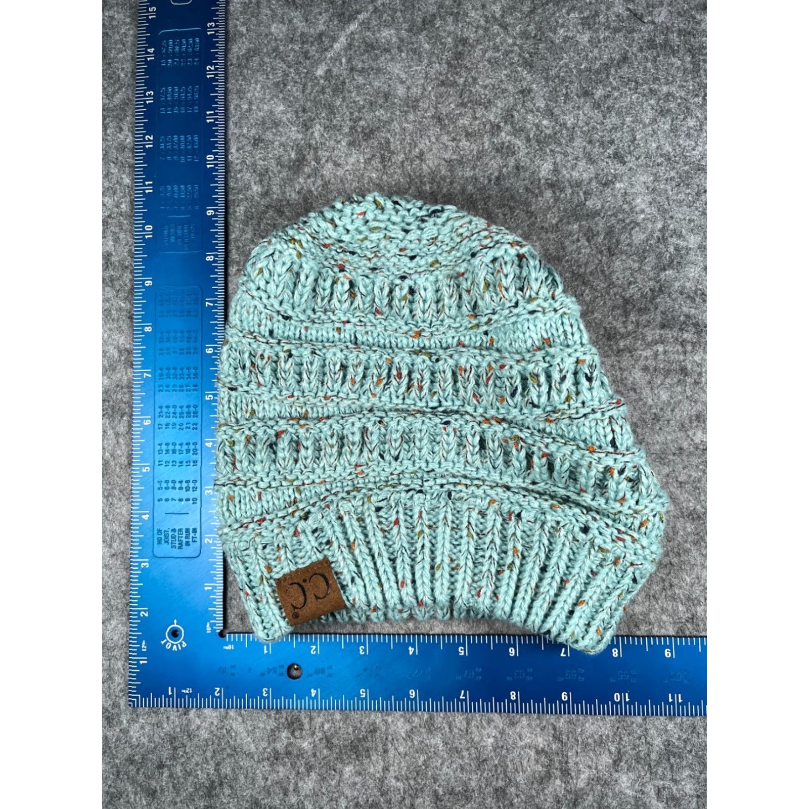 Vintage C.C Exclusive Beanie Women One Size Blue Acrylic Knit Messy Bun Outdoor Ski Size ONE SIZE - 5 Thumbnail