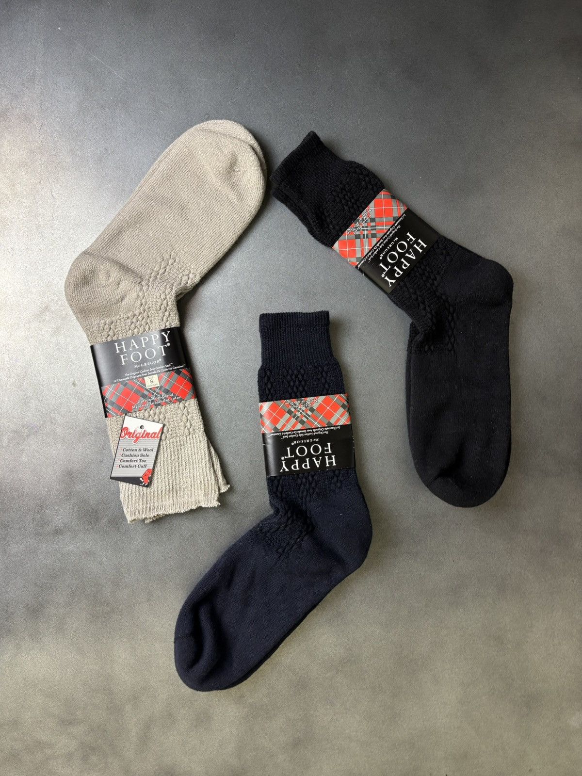 McGregor × Vintage 1990s Vintage Socks Pair Happy Foot McGregor Knit Argyle Rib Size ONE SIZE - 1 Thumbnail
