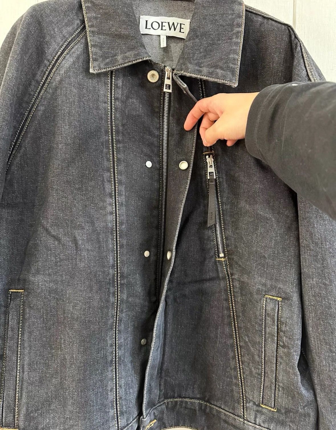 Loewe Loewe Solid Color Collar Denim Jacket for Men - Blue Size US M / EU 48-50 / 2 - 4 Thumbnail