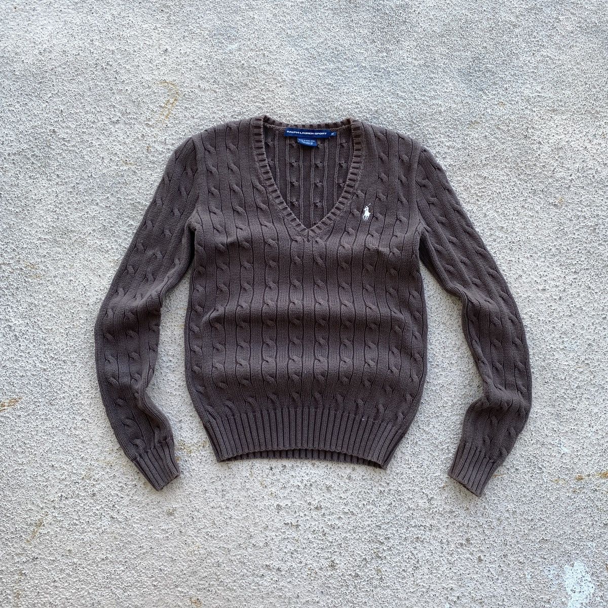 Polo Ralph Lauren Vintage 90s Y2K Ralph Lauren Cable Knit sweater USA Brown Size S / US 4 / IT 40 - 1 Thumbnail