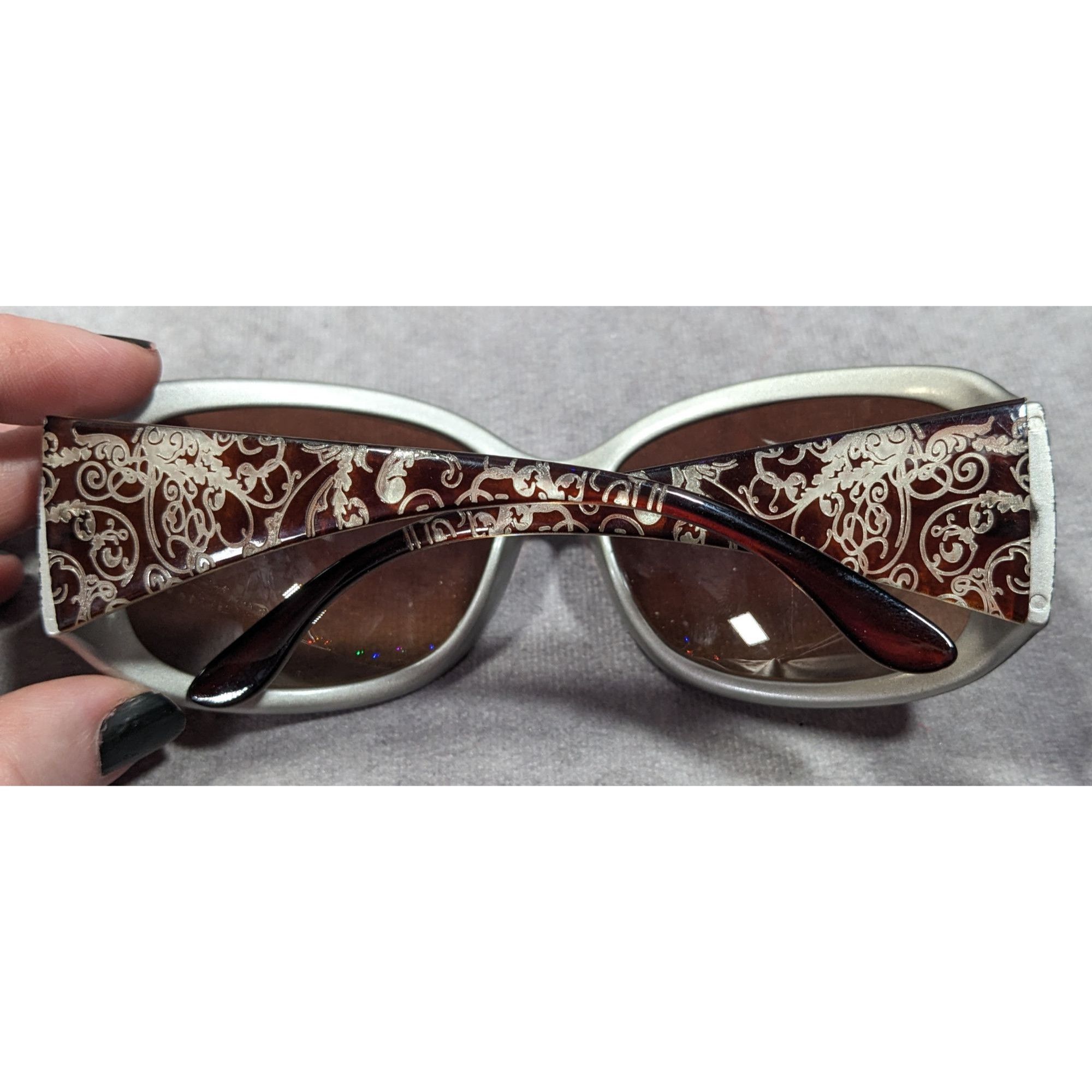 Other Candies Floral Scroll Brown And Silver Sunglasses CA207 Size ONE SIZE - 3 Thumbnail