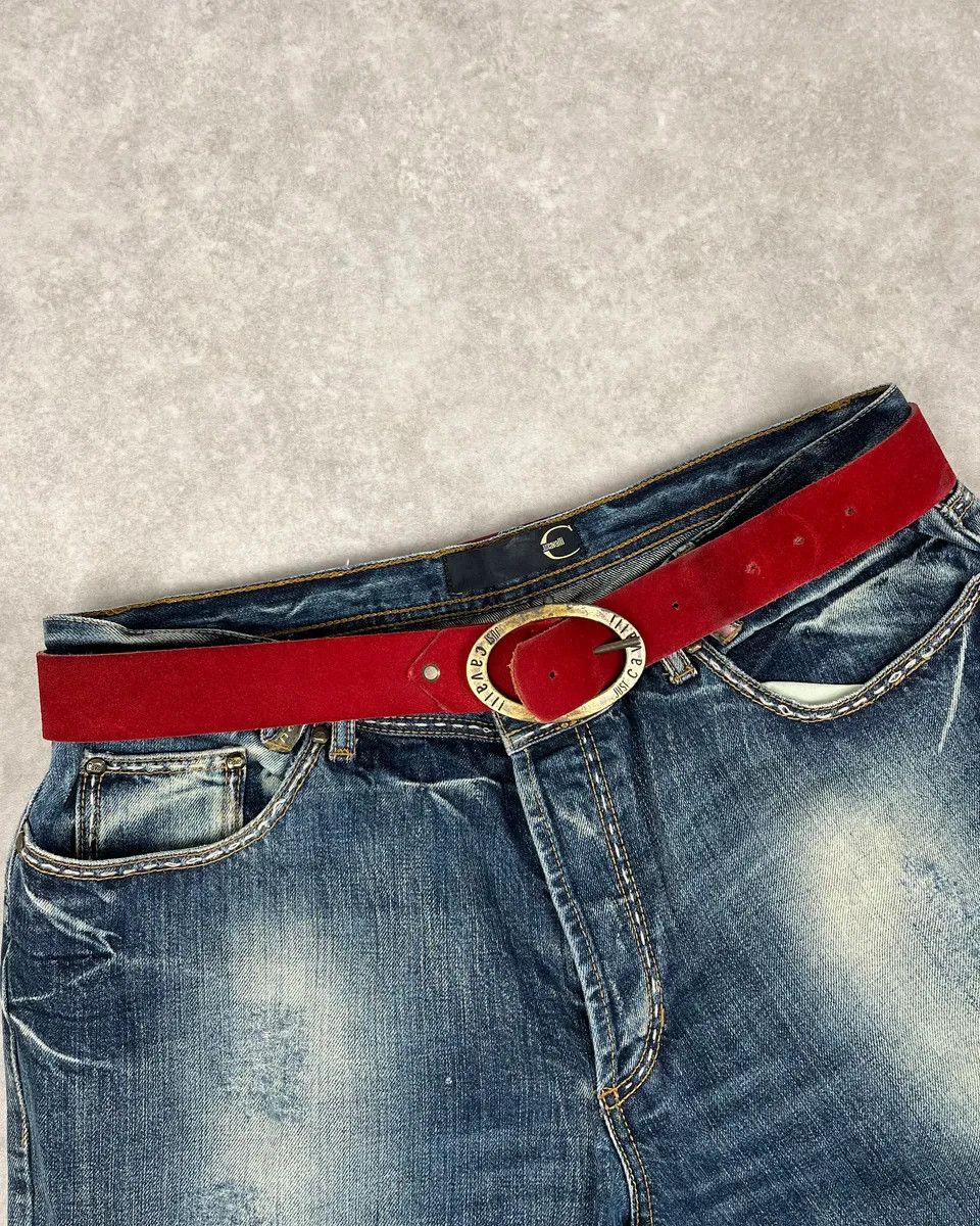 Just Cavalli 2000s Cavalli Red Suede Leather Premium Belt Size ONE SIZE - 1 Thumbnail