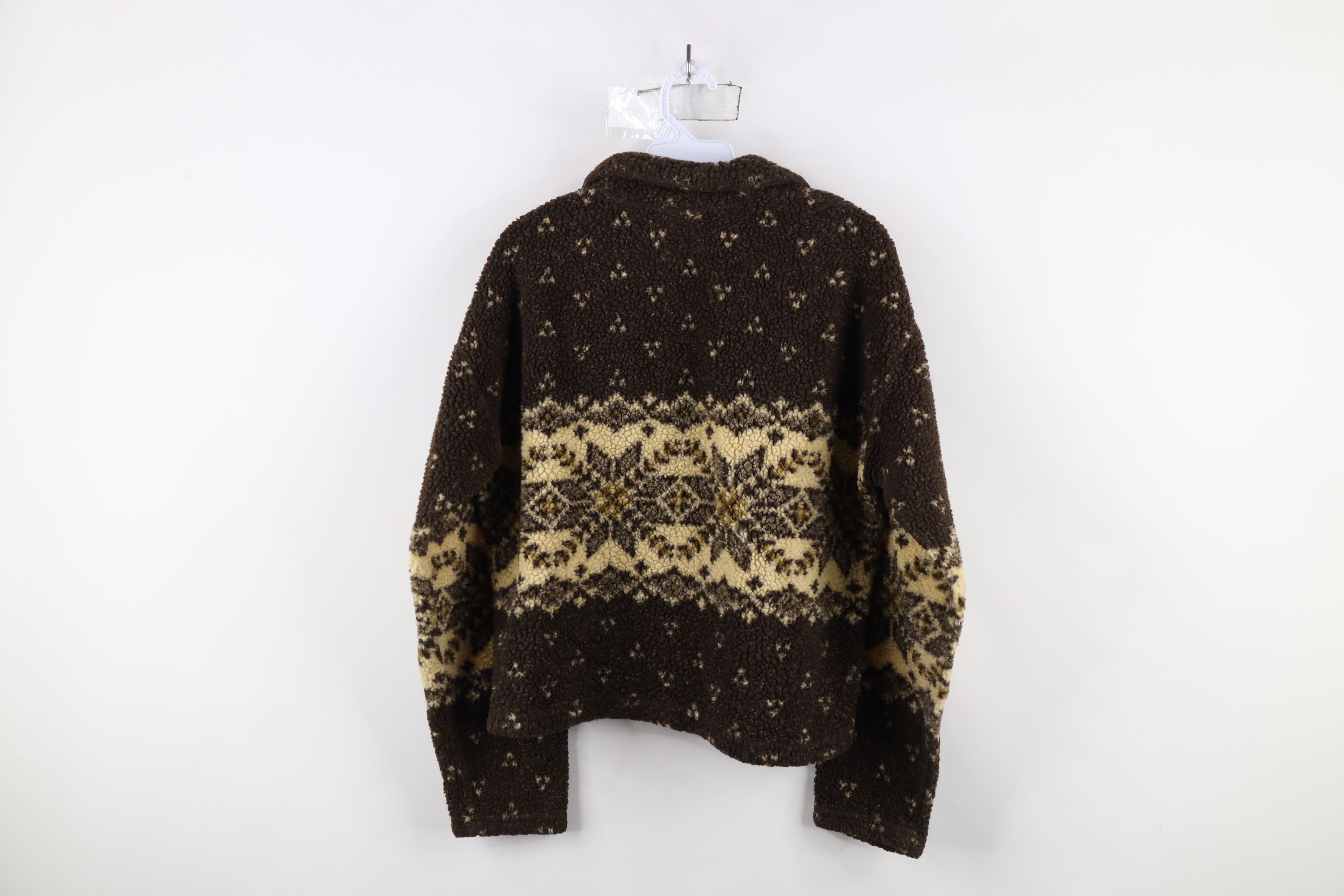 Vintage Vintage 90s Streetwear Fair Isle Deep Pile Fleece Jacket Size L / US 10 / IT 46 - 9 Thumbnail