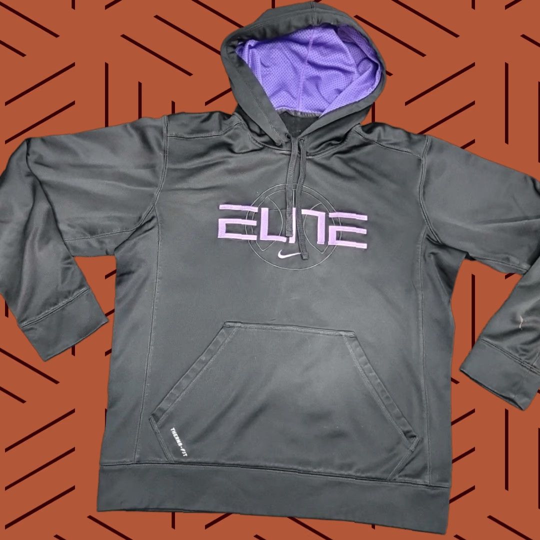 Nike Nike Elite Therma Fit Hoodie Men XL Black Pullover Purple Trim Sports Gym Training Size US XL / EU 56 / 4 - 1 Thumbnail