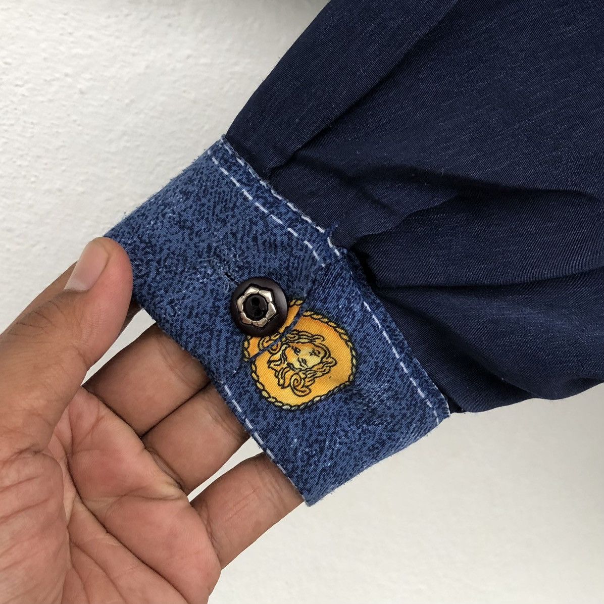 Vintage Vintage Blue Jeans Inspired VERSACE Silk Printed Jacket Size XL / US 12-14 / IT 48-50 - 15 Thumbnail