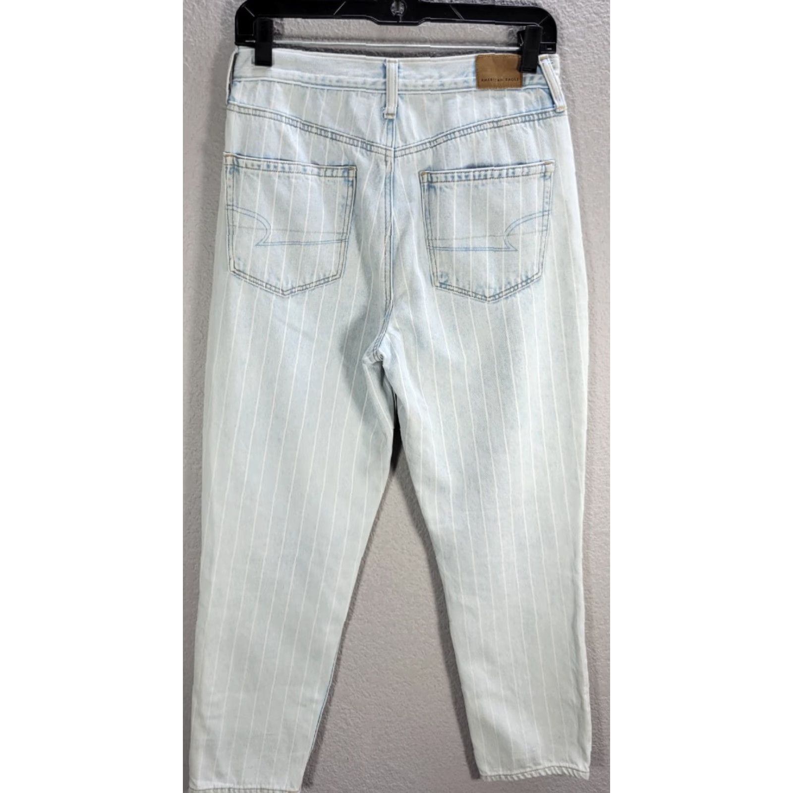 Vintage Women American Eagle Light Blue Striped Jeans Ankle High Rise Cotton Sz 6 Short Size 28" / US 6 / IT 42 - 5 Thumbnail