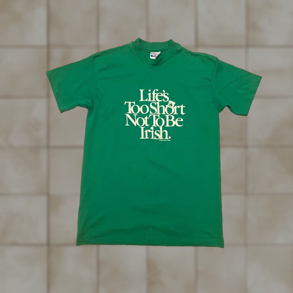 Hanes VTG Life's Too Short Not to be Irish Shirt L Mens St Patricks Graphic Tee Short Sleeve Multi-Color Hanes 50/50 Size US L / EU 52-54 / 3 - 1 Thumbnail