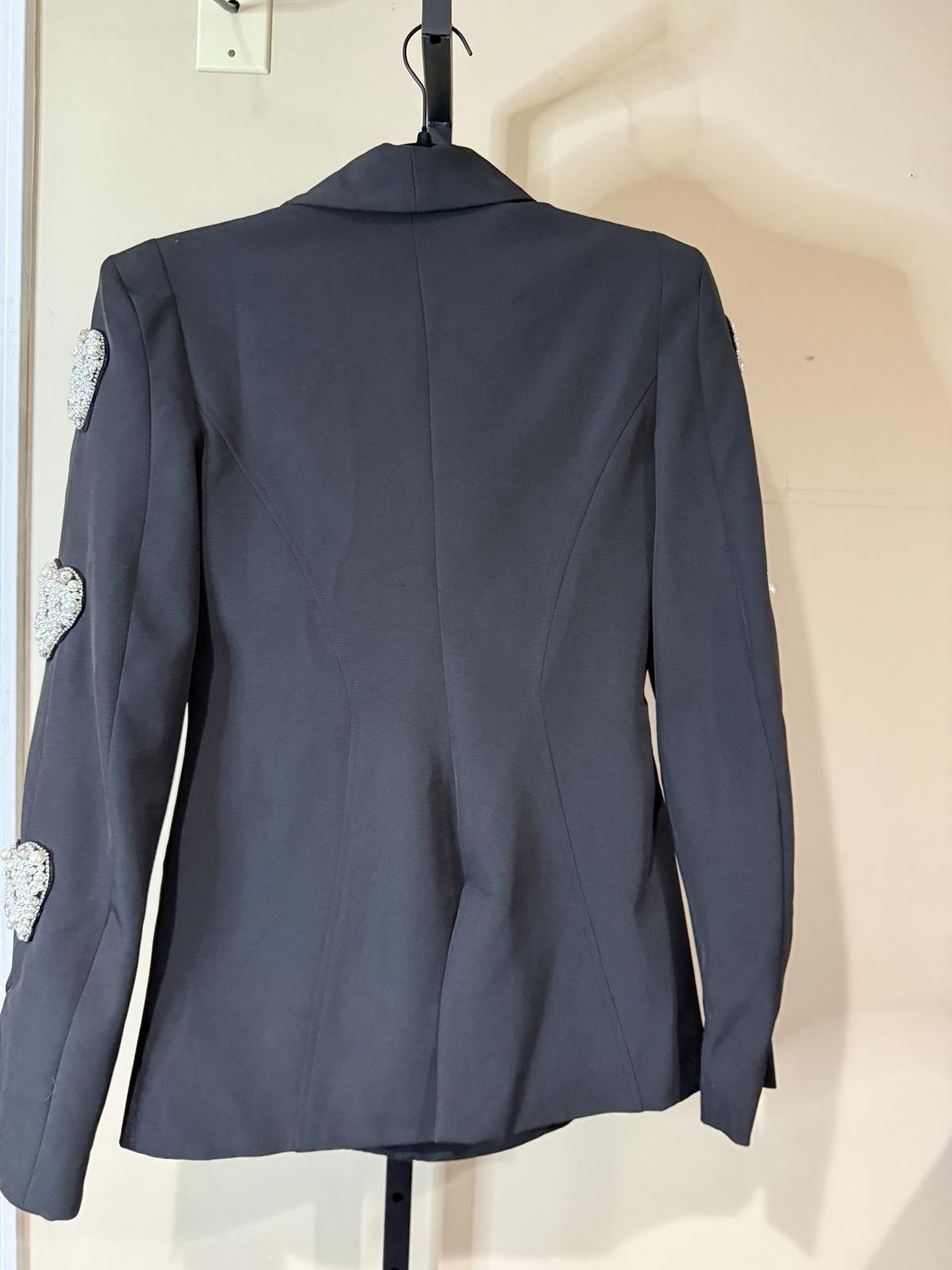 Other Valentina Shah Sz 2 Black Blazer Pearl Heart Embellishments Size XS / US 0-2 / IT 36-38 - 6 Thumbnail