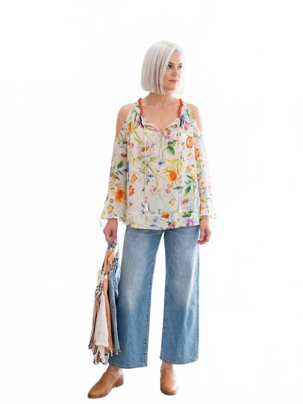 Other Johnny Was Floral Cold Shoulder Blouse Top M Size M / US 6-8 / IT 42-44 - 1 Thumbnail