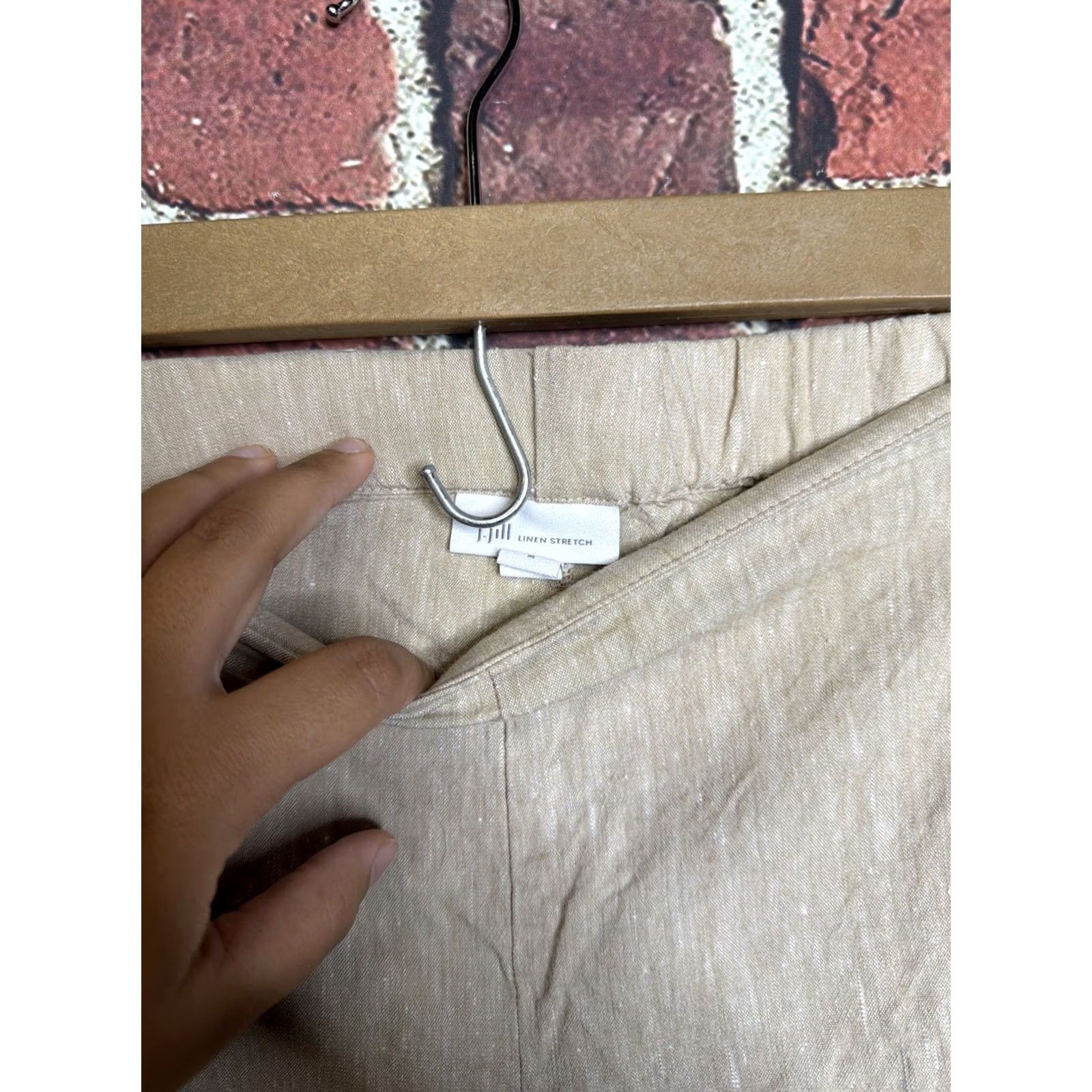 J. Jill J. Jill Linen Stretch Pants Womens Medium Tan Beige Pull On Casual Size 32" / US 10 / IT 46 - 2 Thumbnail