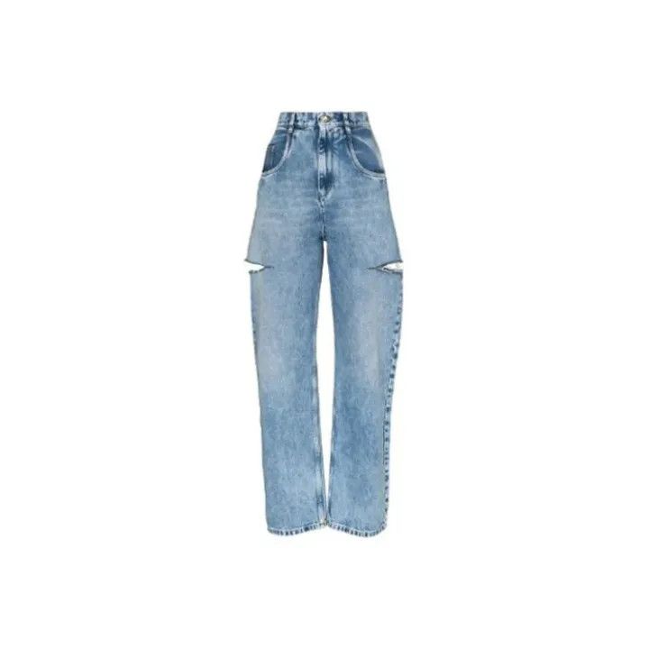 Maison Margiela Maison Margiela Blue Distressed Straight Jeans 0079 Size 40" / US 18 - 1 Thumbnail