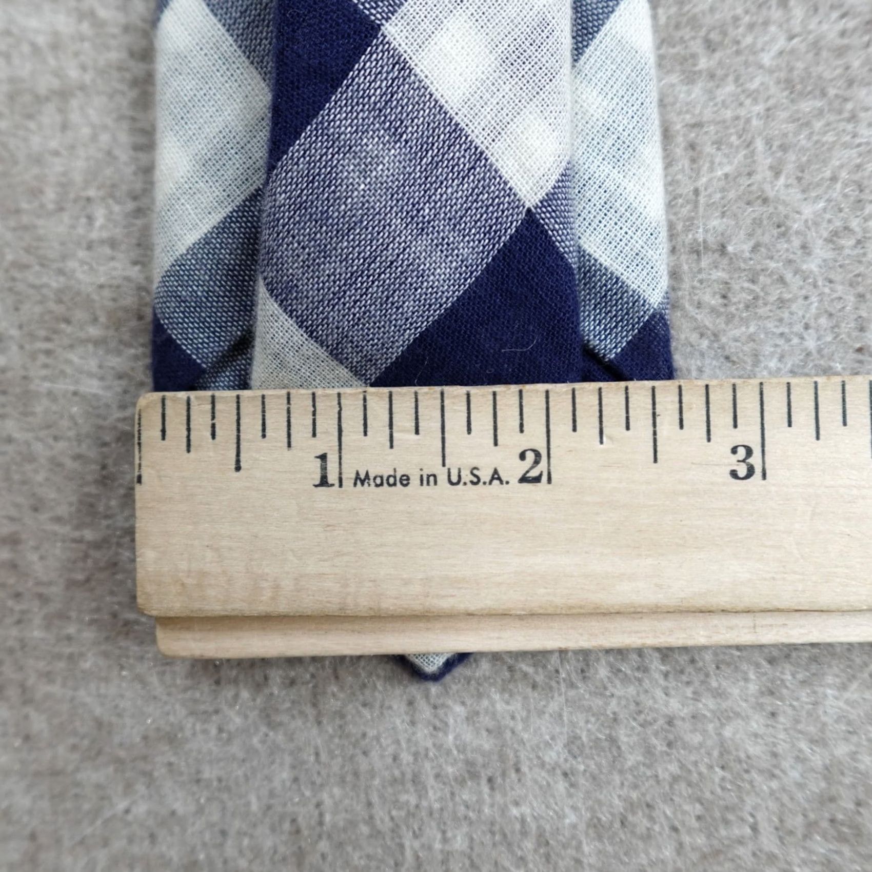 Vintage Alexander Olch Tie Blue Plaid 100% Cotton Handmade in New York Men Tie Skinny 57"-60" Blue Plaid NS Size ONE SIZE - 5 Thumbnail