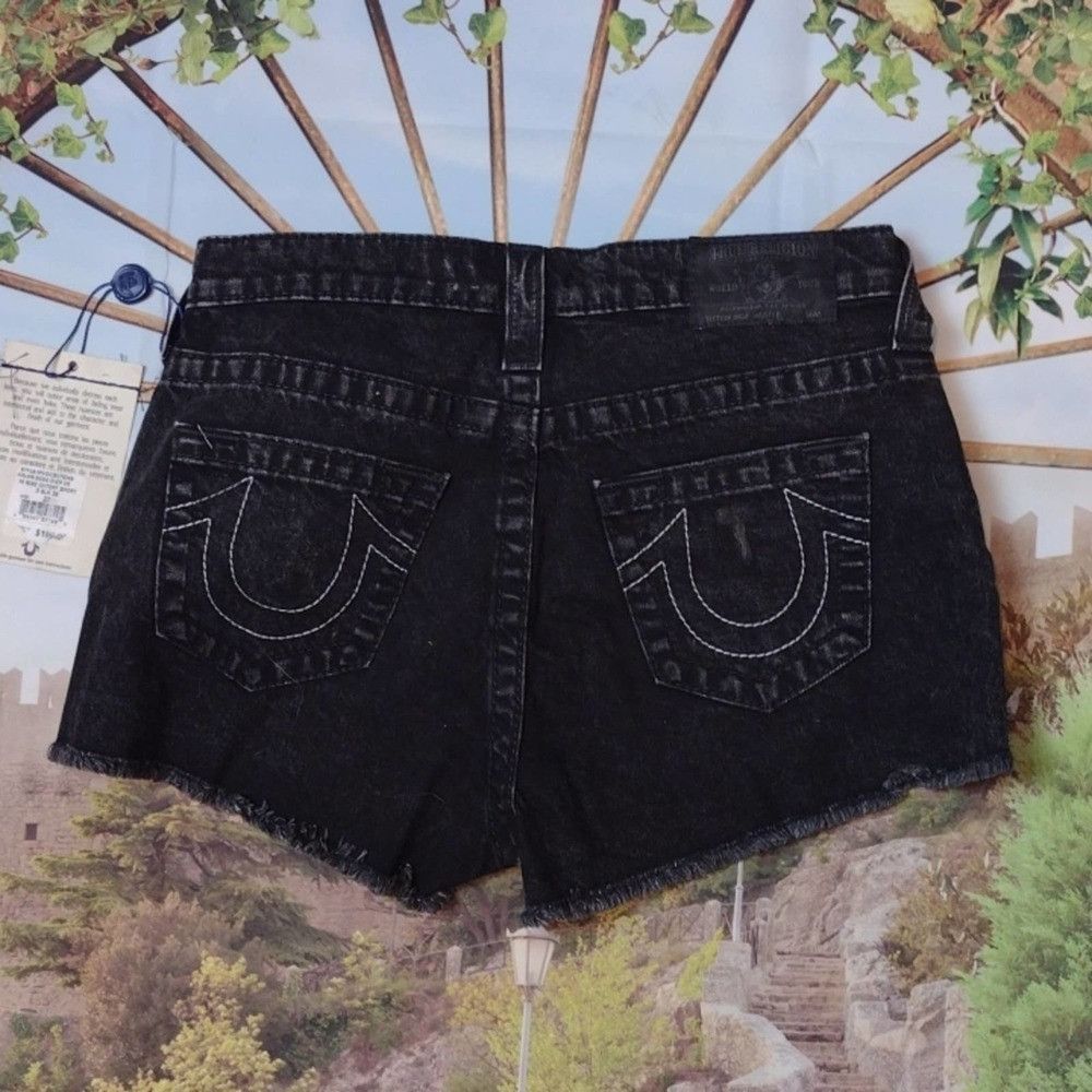 True Religion TRUE religion black distressed hi rise cut off shorts sz 26 Size 26" / US 2 / IT 38 - 10 Thumbnail