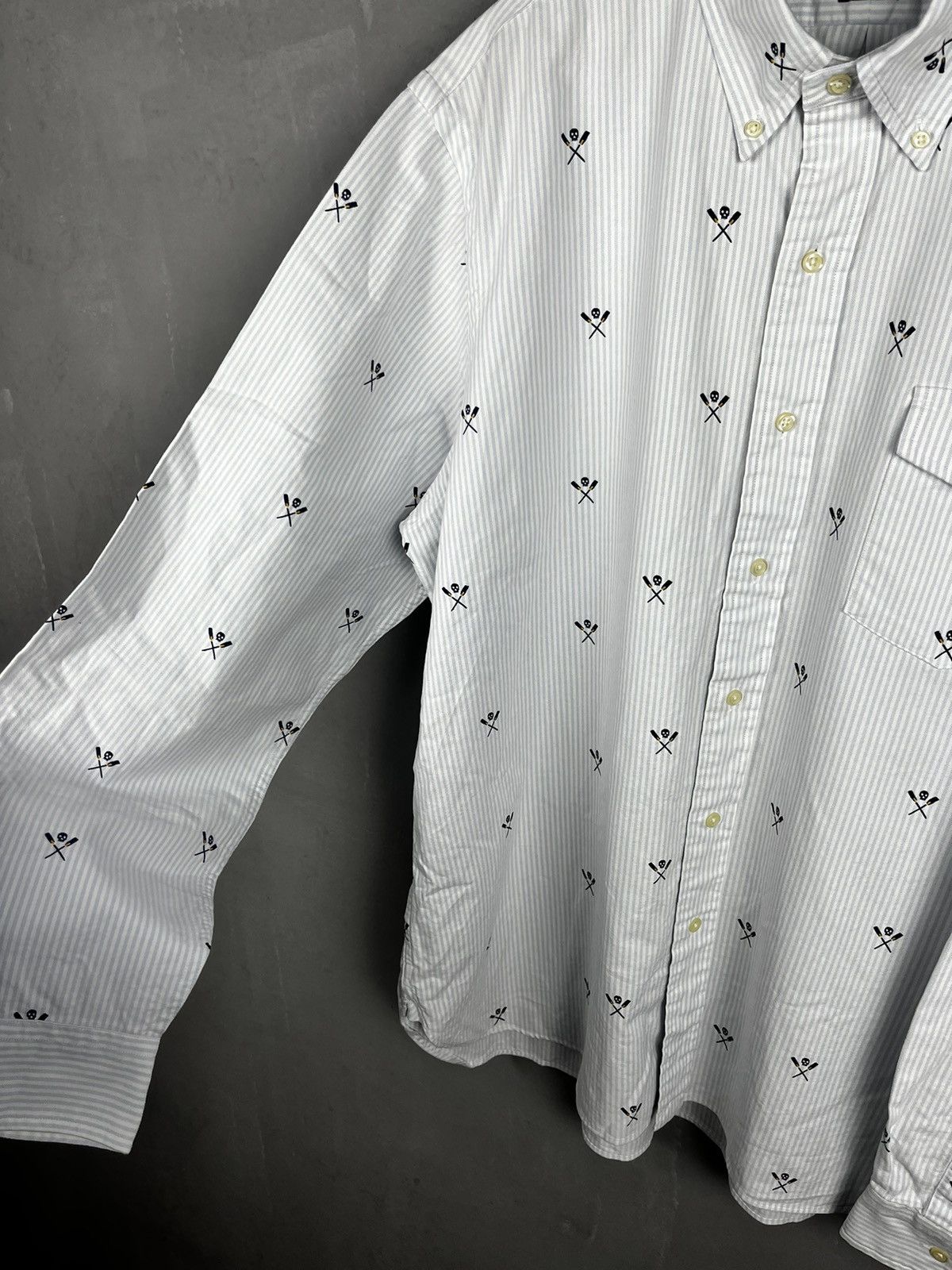 Polo Ralph Lauren × Ralph Lauren Ralph Lauren oxford skull printed stripped varsity shirt Size US XL / EU 56 / 4 - 9 Thumbnail