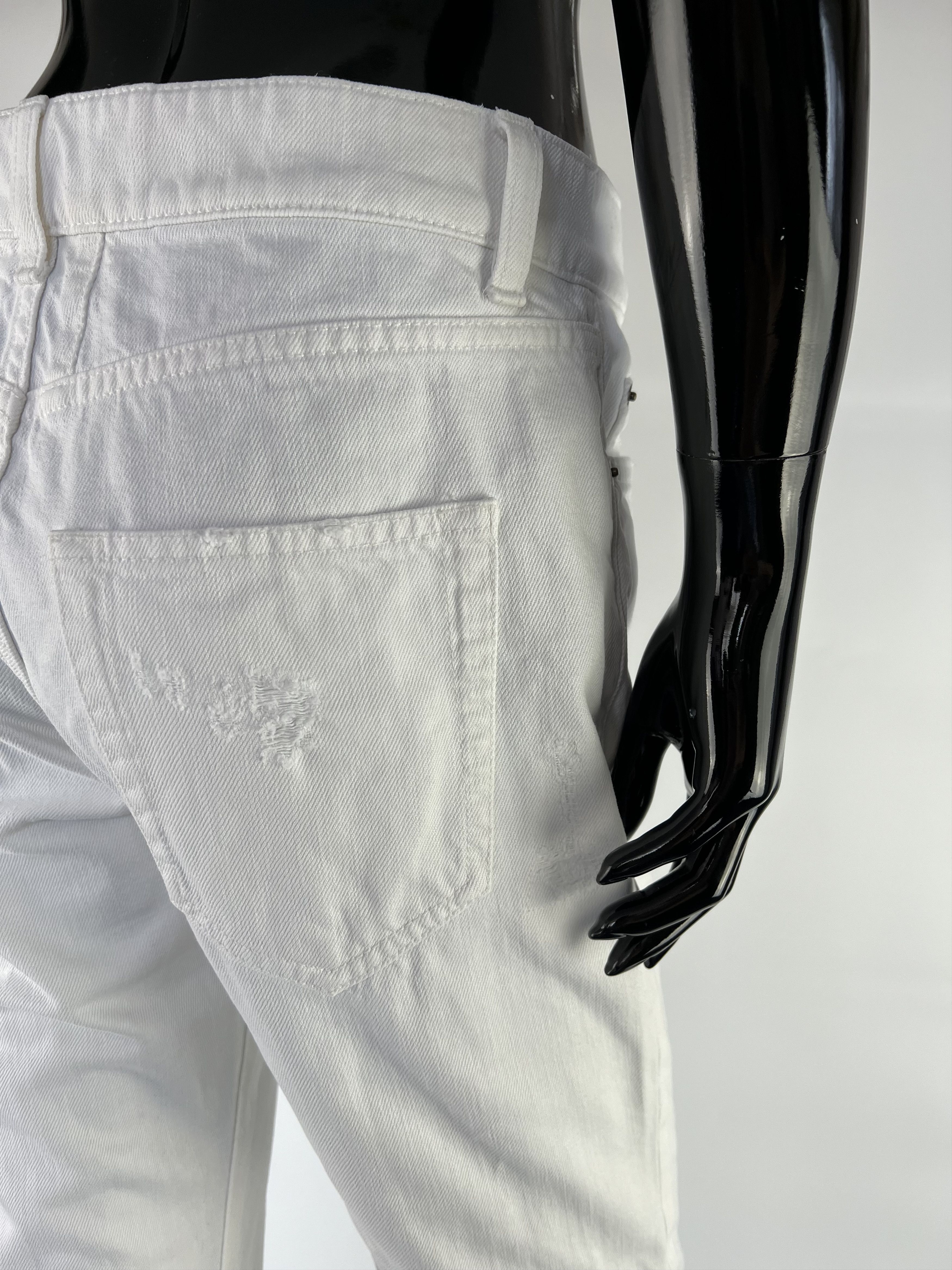 Saint Laurent Paris × Yves Saint Laurent Saint Laurent Women's White Distressed Jeans Size 29 Size 29" - 5 Thumbnail
