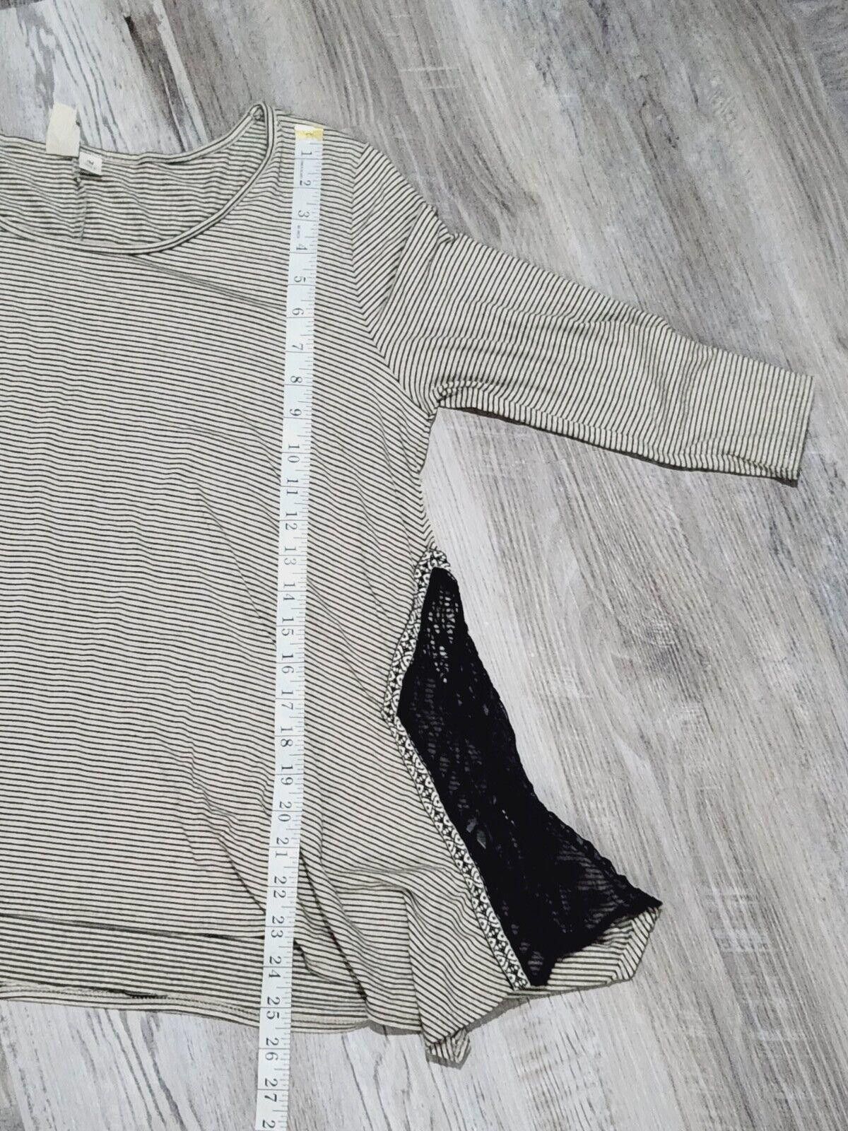 Designer Francescas Brand Shirt Medium Striped 3/4 Sleeve Lace Size M / US 6-8 / IT 42-44 - 6 Thumbnail